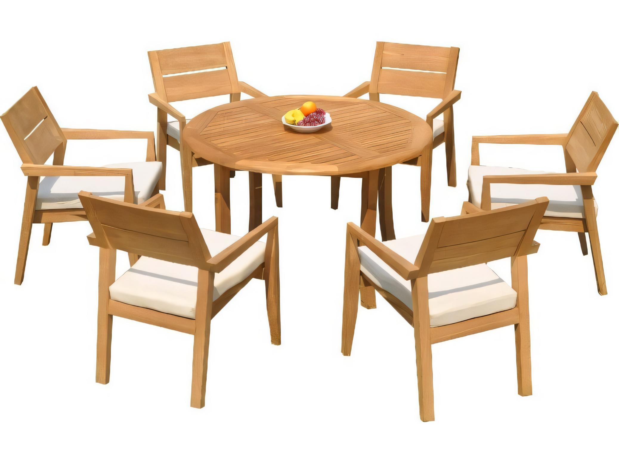 Teak Smith 52" Round Dining Table with Umbrella Hole