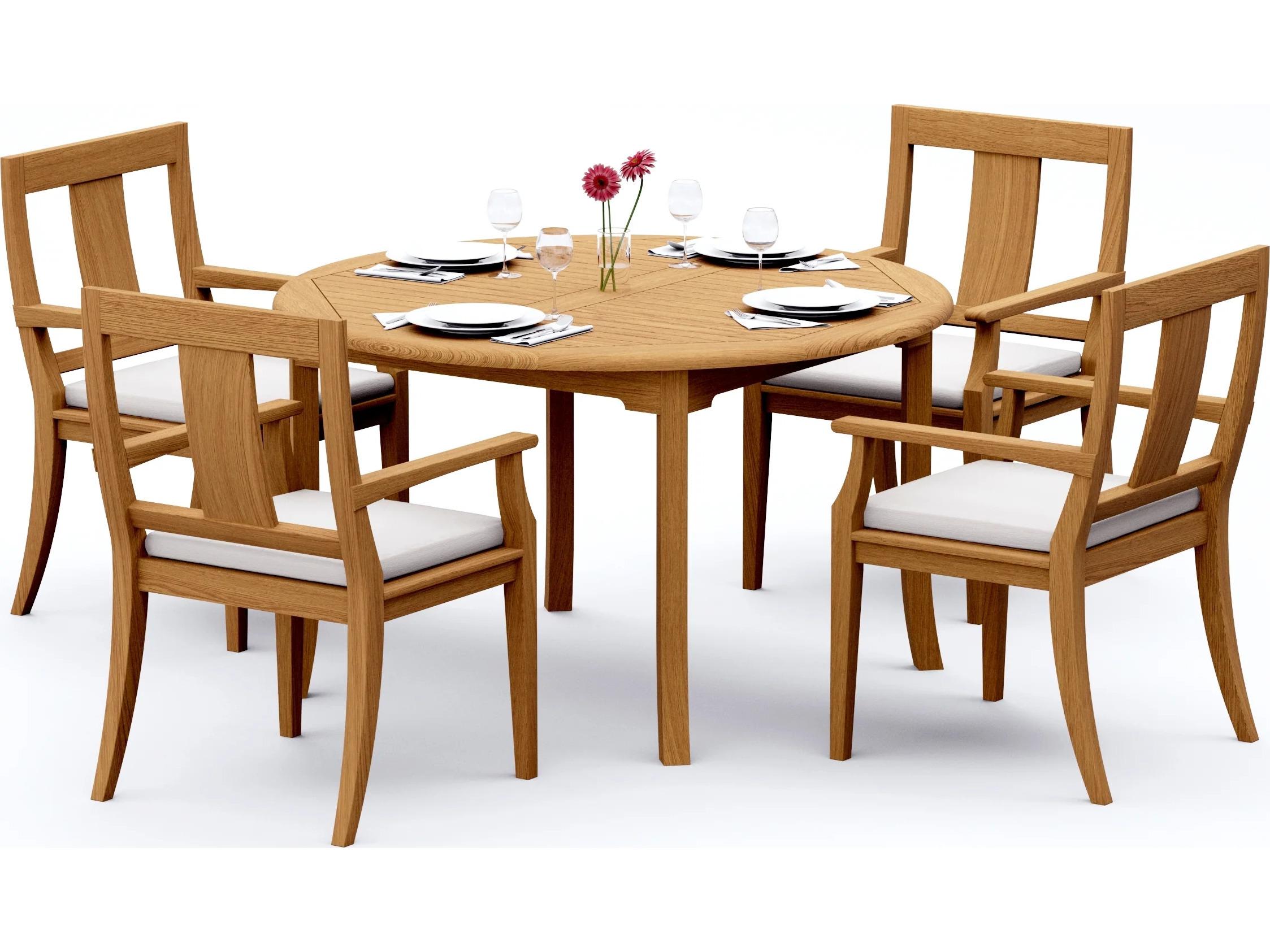Teak Smith 5 Pieces 52" Round Dining Set