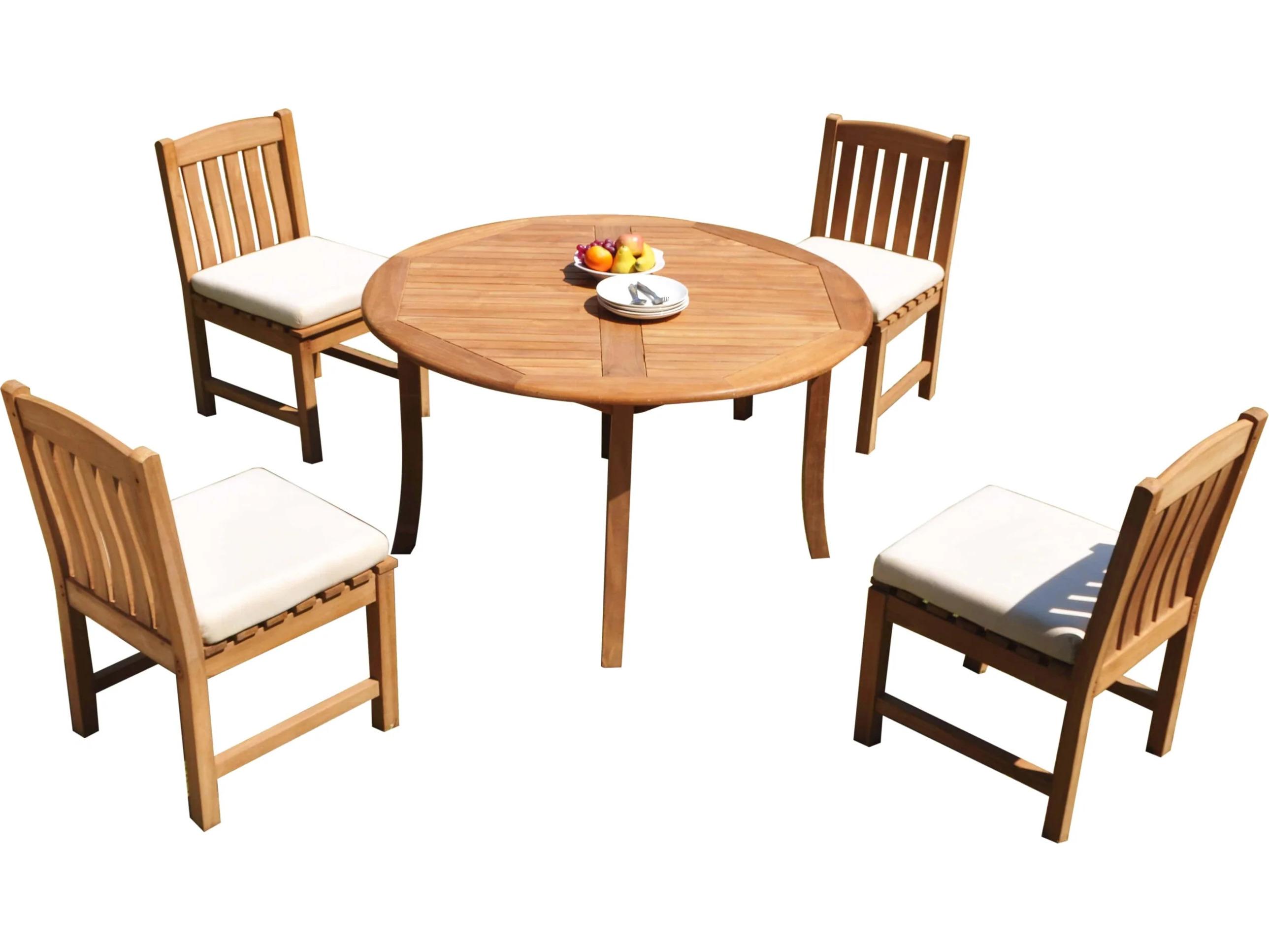 Teak Smith 5 Pieces 52" Round Dining Set