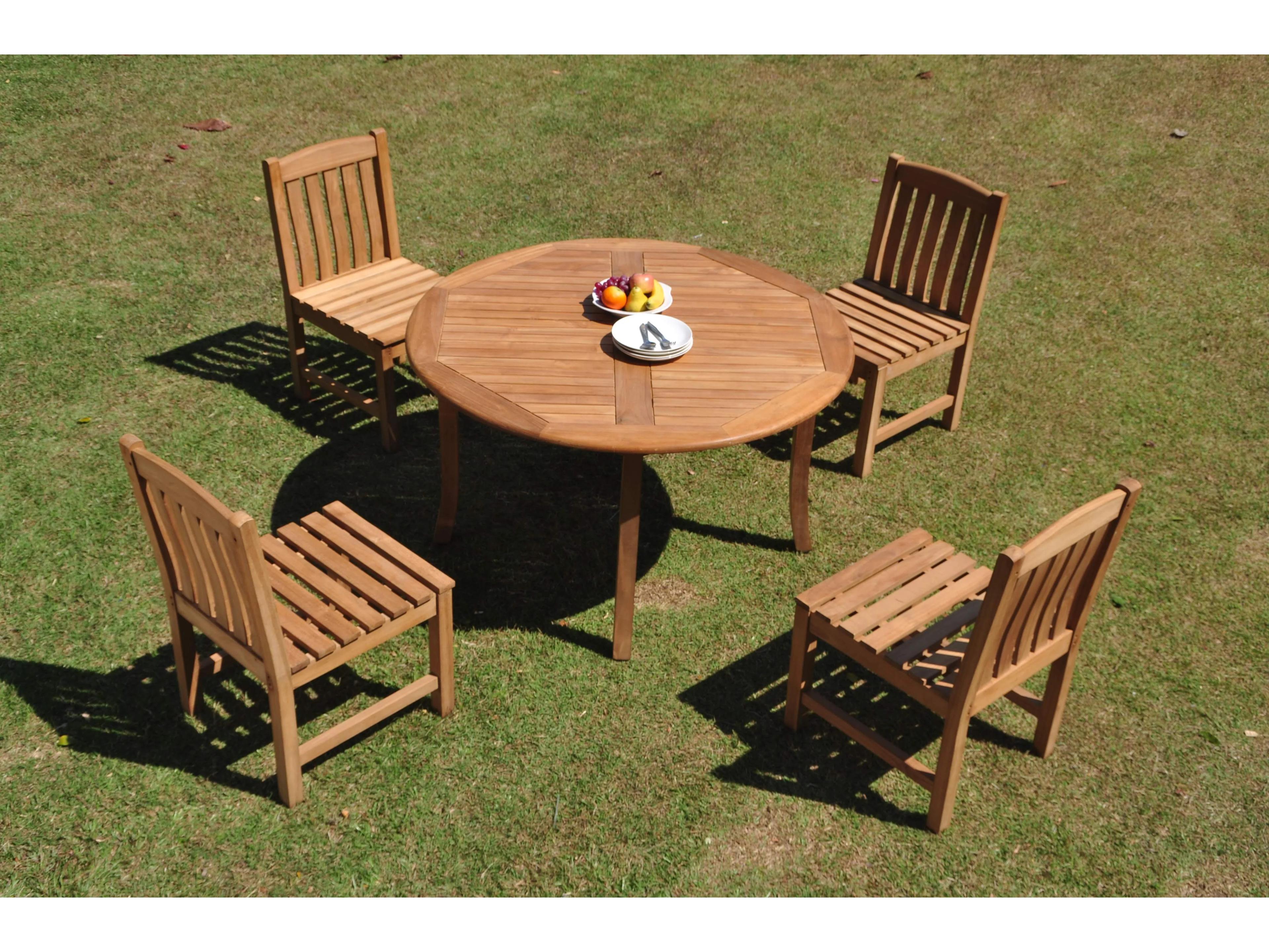 Teak Smith 5 Pieces 52" Round Dining Set