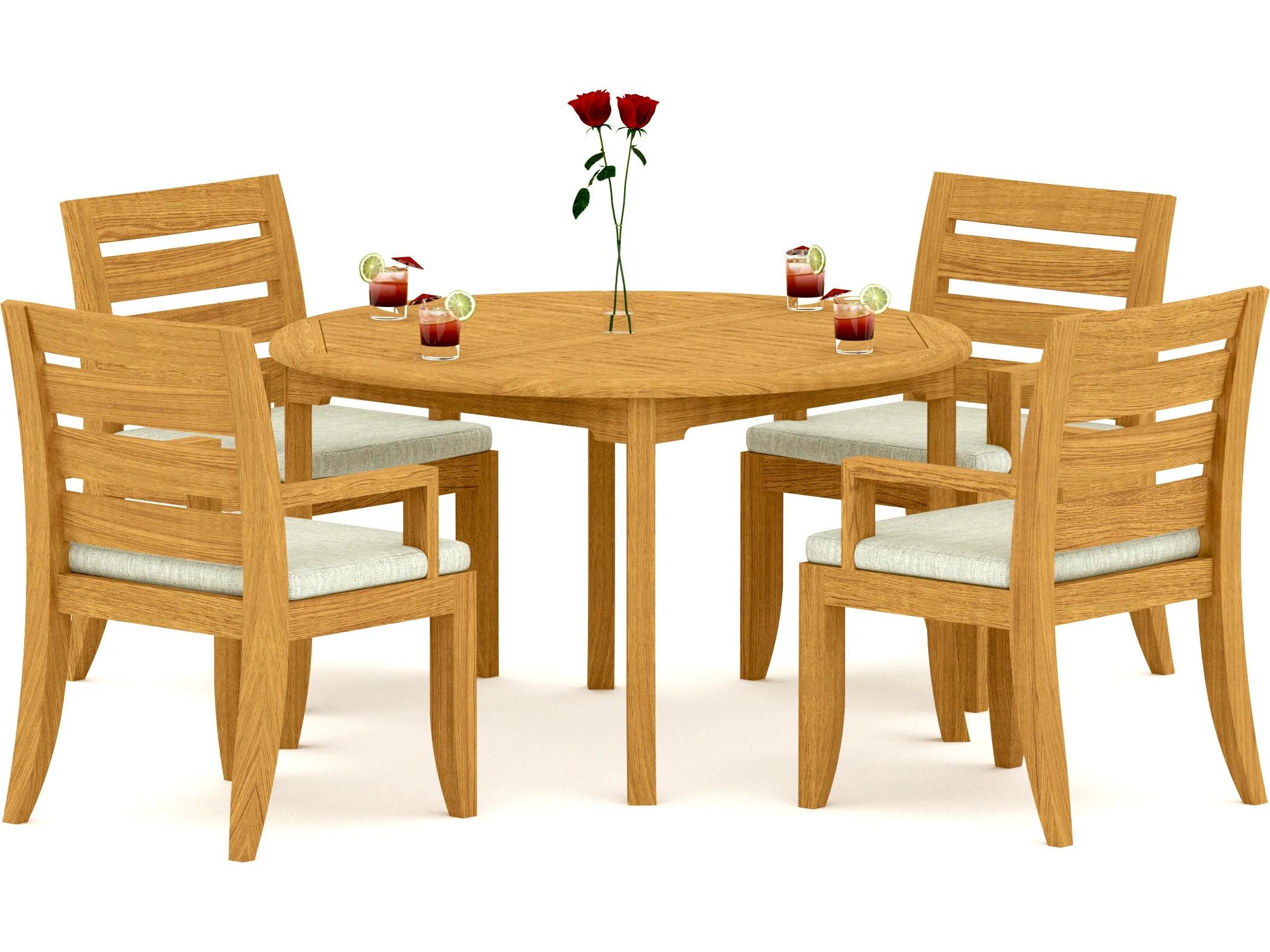 Teak Smith 5 Pieces 52" Round Dining Set