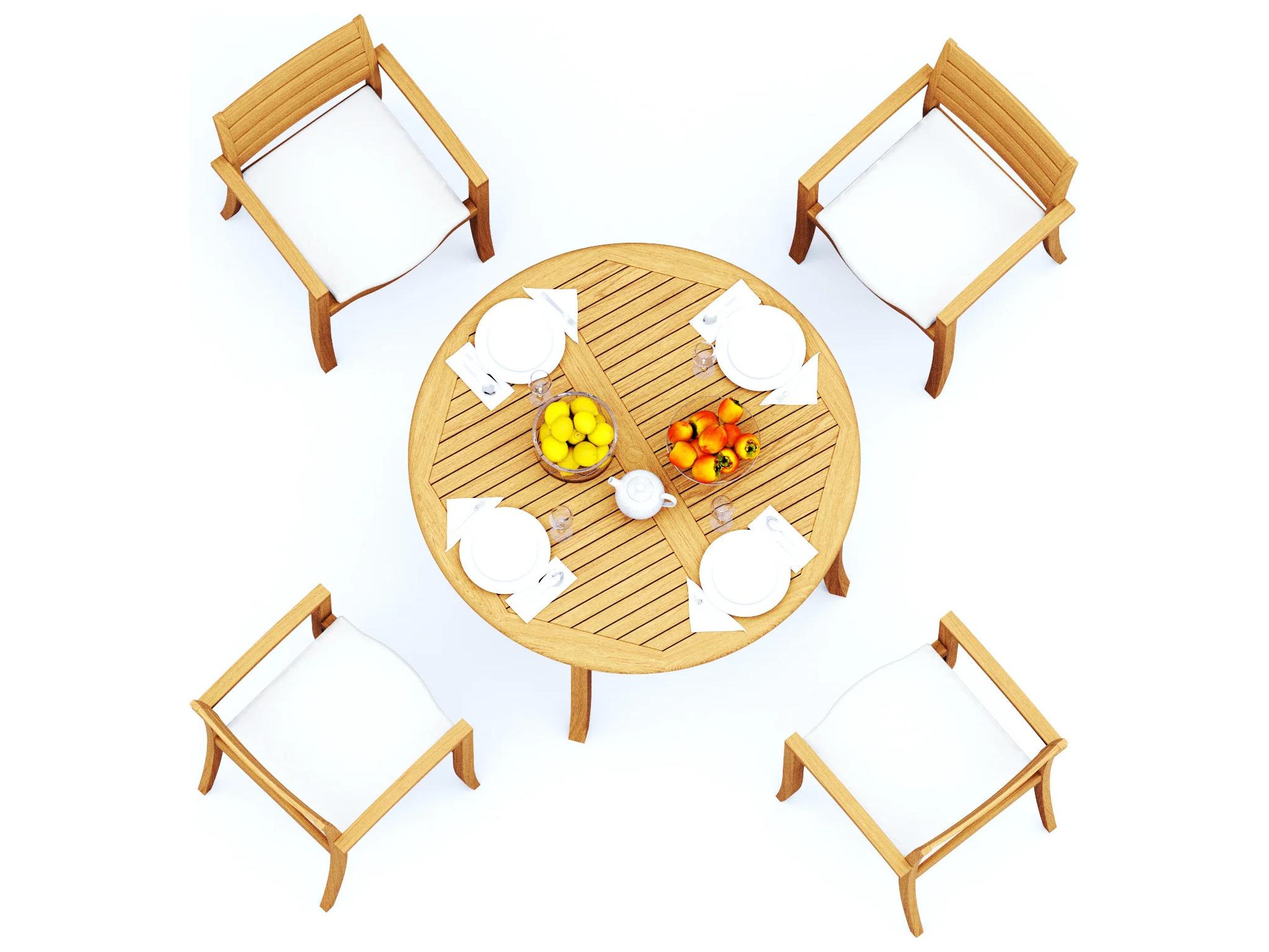 Teak Smith 5 Pieces 52" Round Dining Set