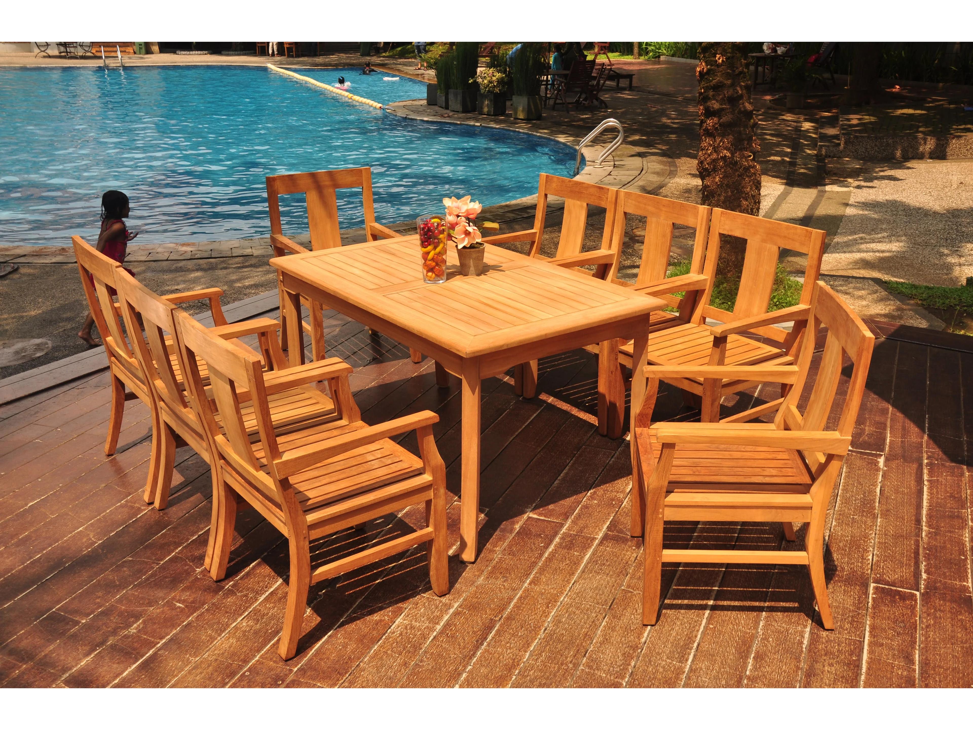 Teak Smith 9 Pieces 60" Rectangular Dining Set