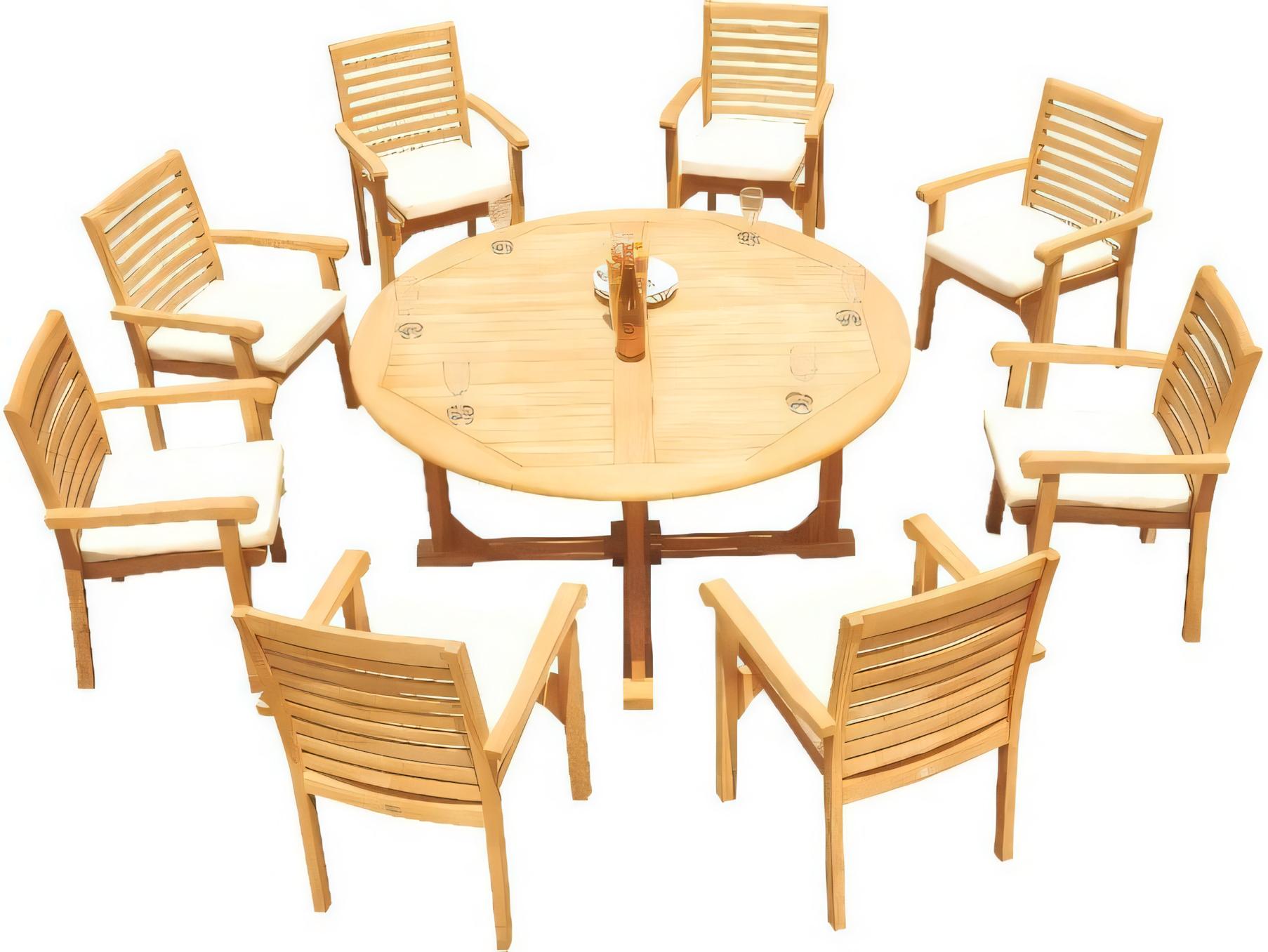 Teak Smith 60" Round Dining Table with Umbrella Hole