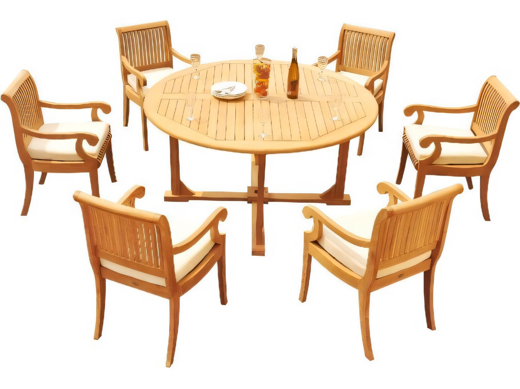 Teak Smith 60" Round Dining Table with Umbrella Hole
