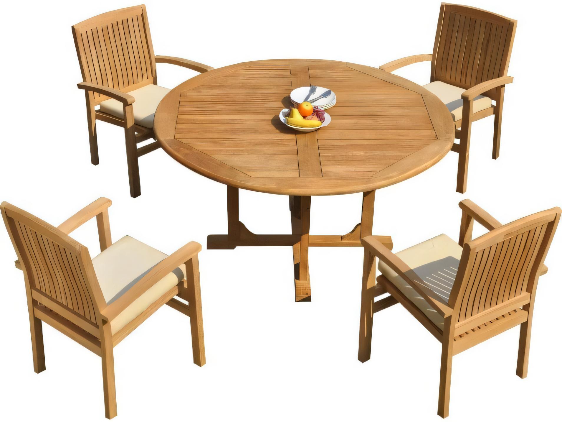 Teak Smith 60" Round Dining Table with Umbrella Hole