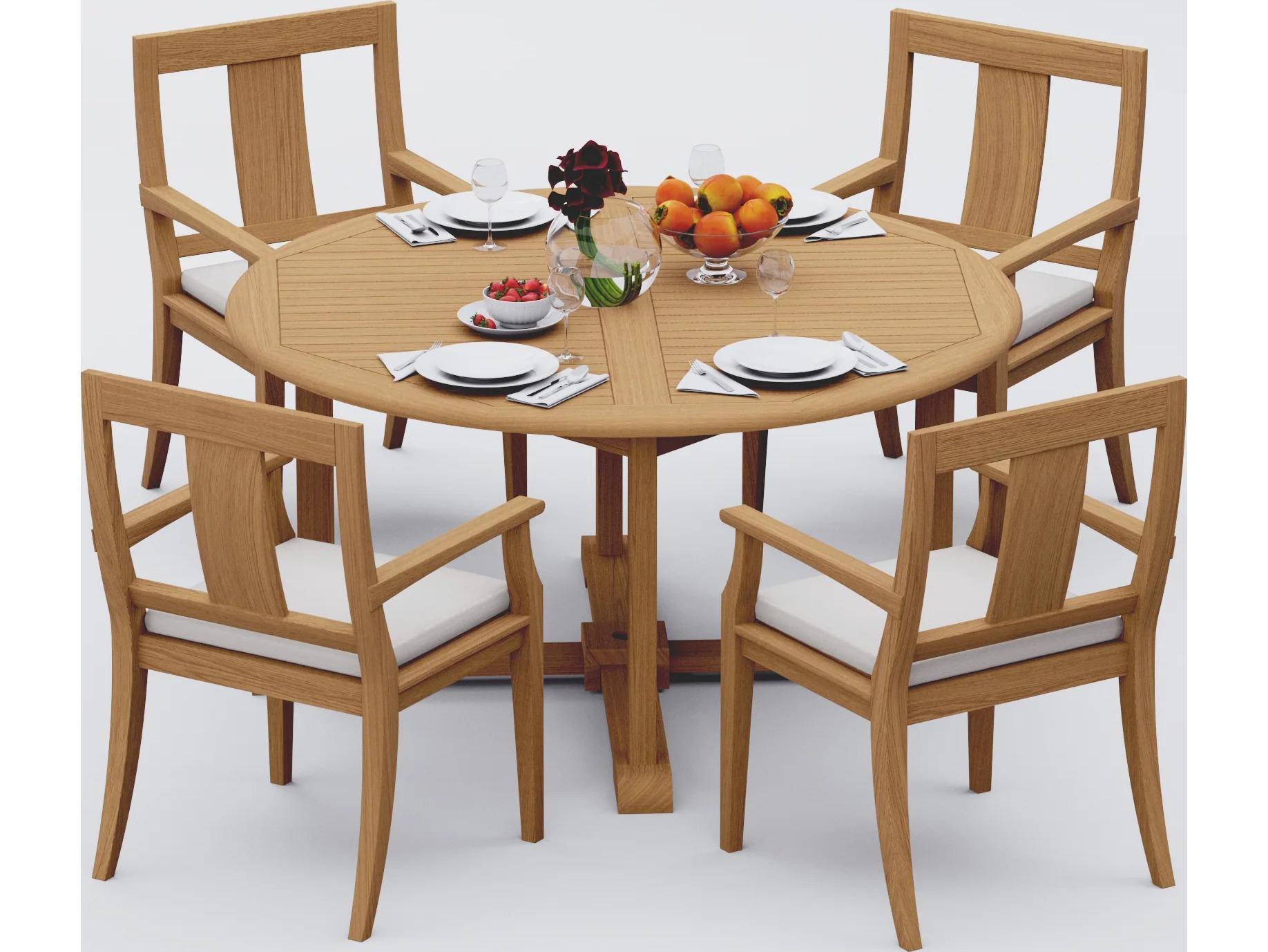 Teak Smith 5 Pieces 60" Round Dining Set