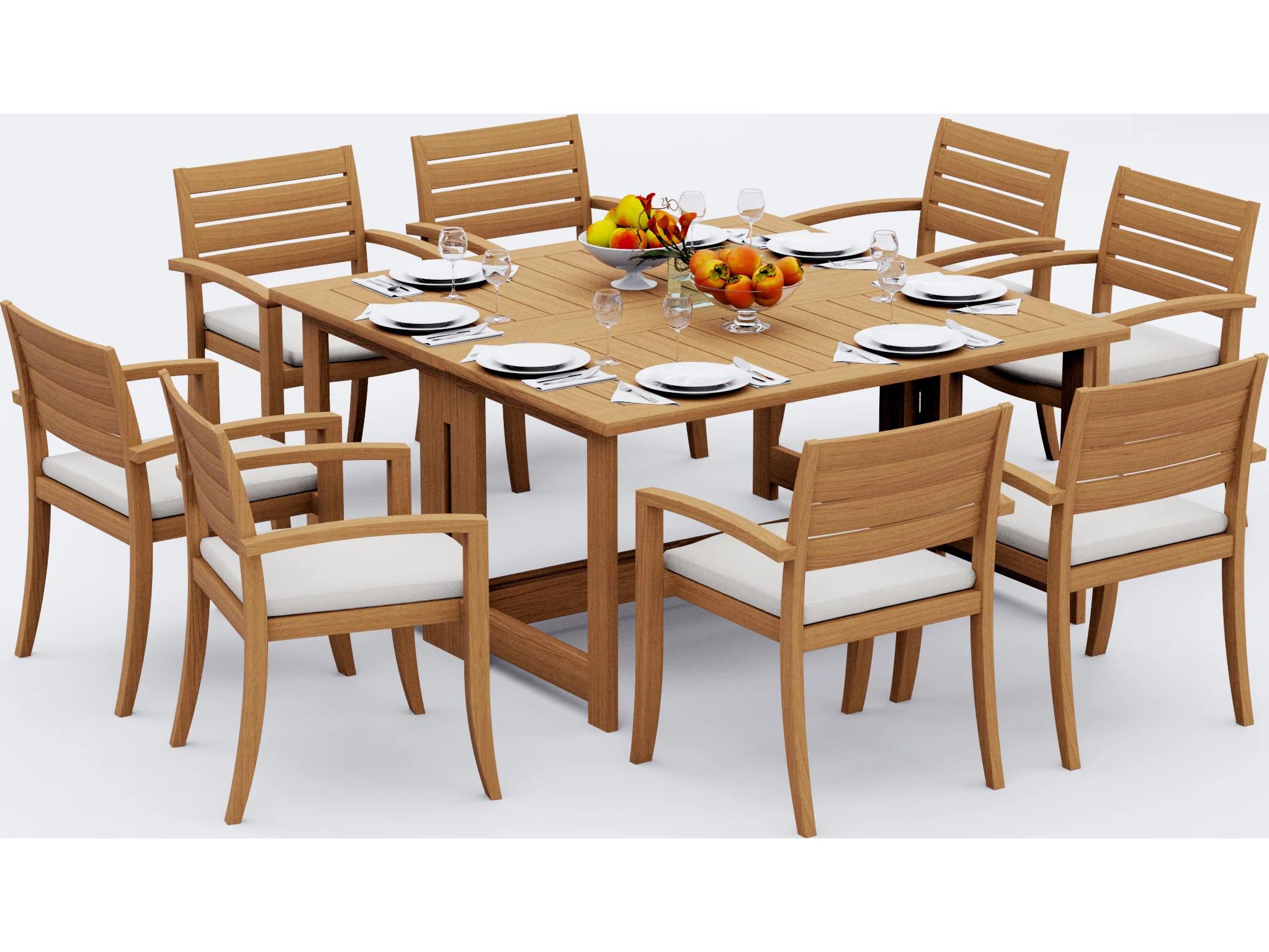 Teak Smith 9 Pieces 60" Square Butterfly Dining Set