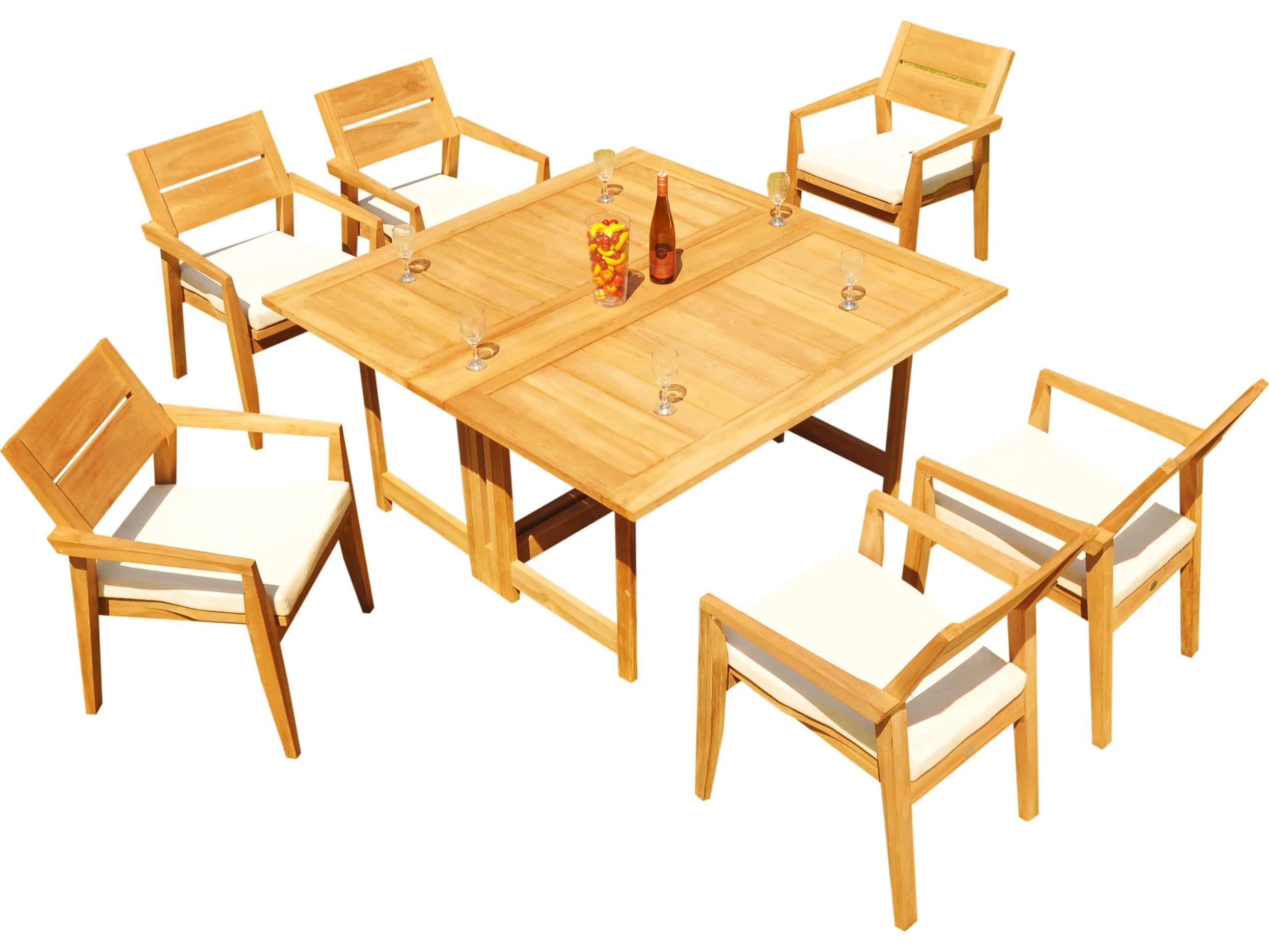 Teak Smith 7 Pieces 60" Square Butterfly Dining Set