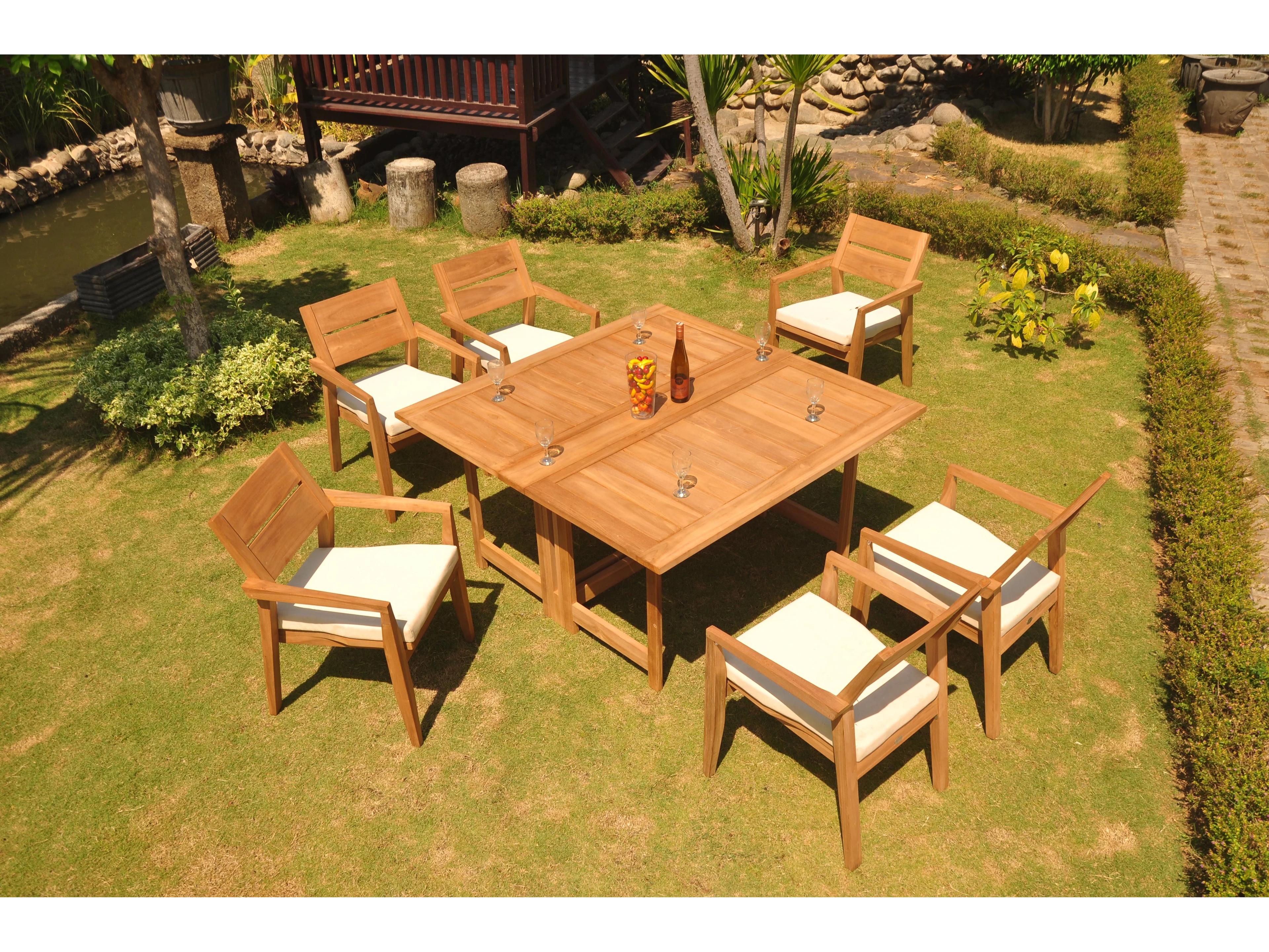 Teak Smith 7 Pieces 60" Square Butterfly Dining Set