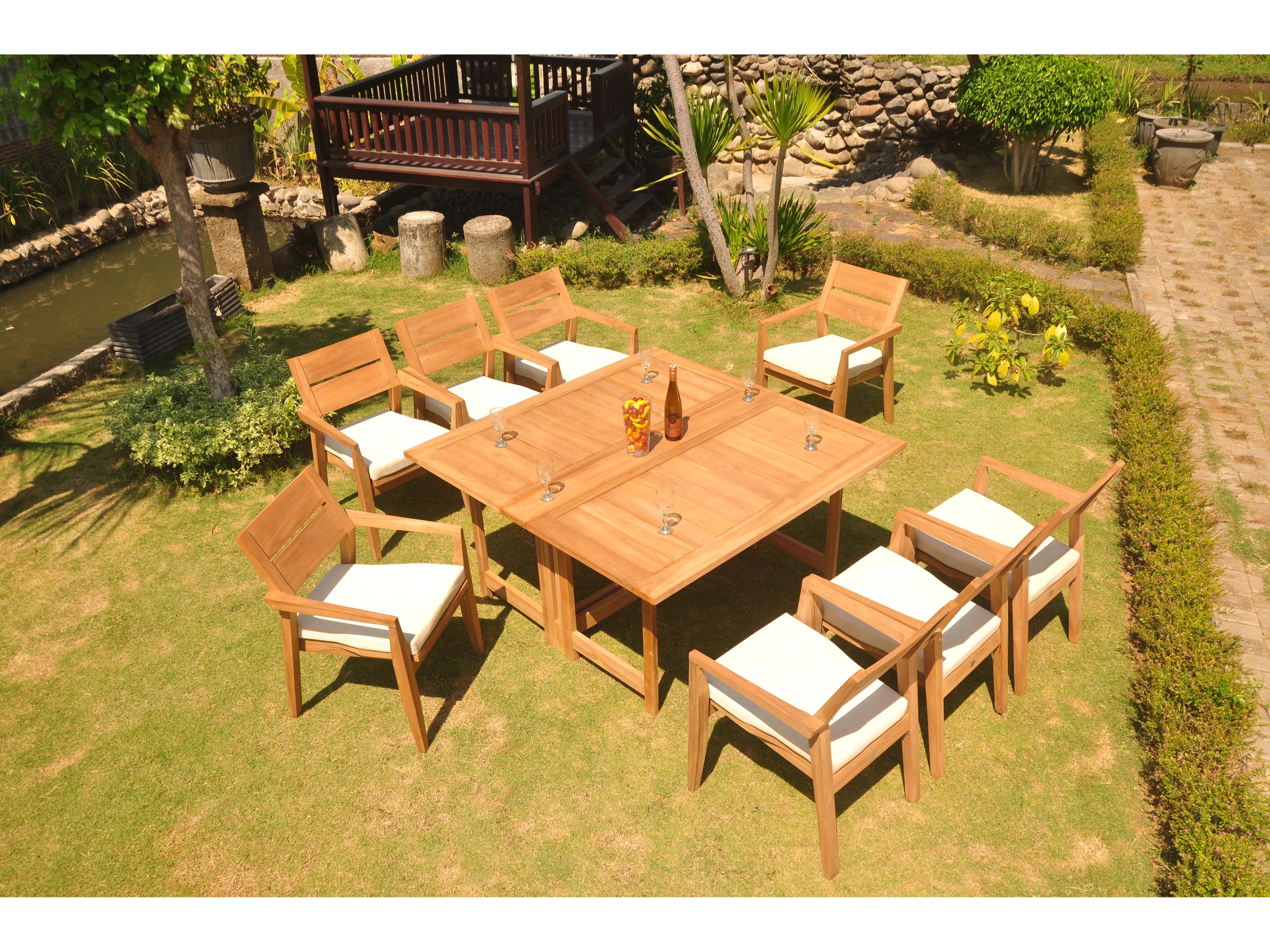 Teak Smith 9 Pieces 60" Square Butterfly Dining Set