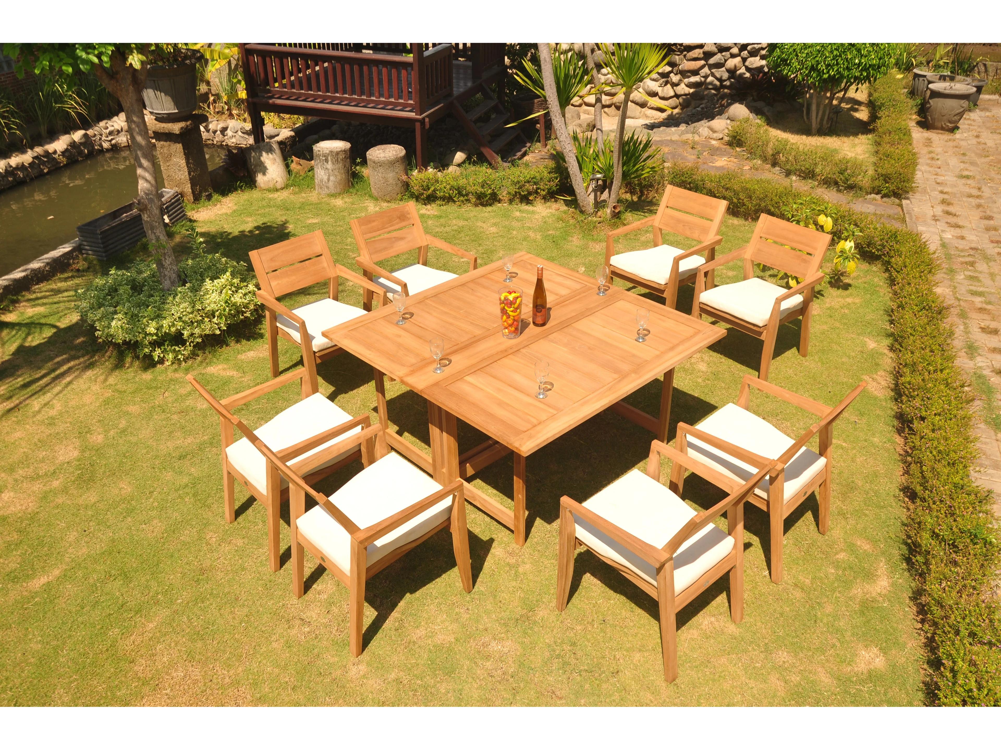 Teak Smith 9 Pieces 60" Square Butterfly Dining Set