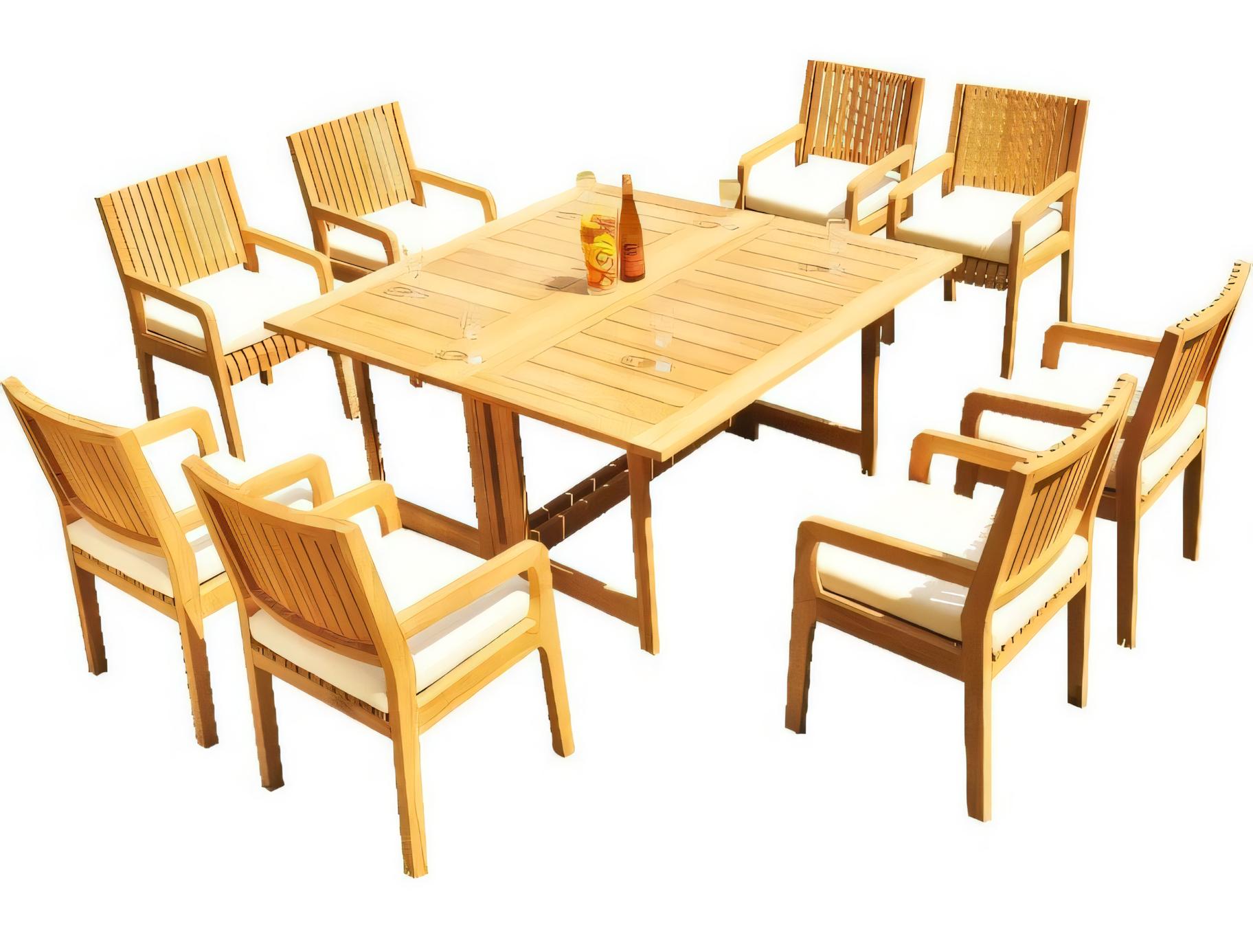 Teak Smith 60" Square Butterfly Dining Table with Umbrella Hole