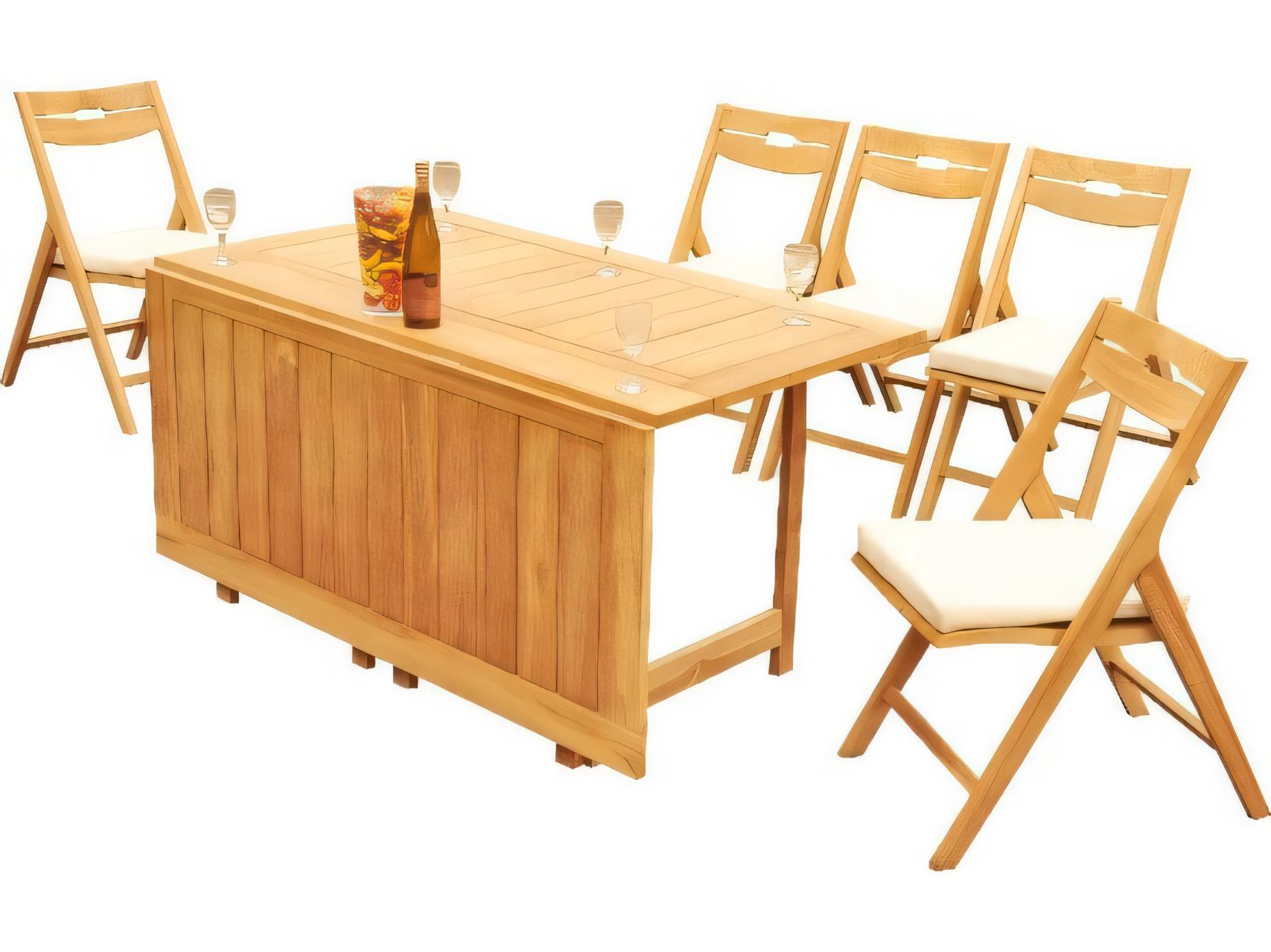 Teak Smith 60" Square Butterfly Dining Table with Umbrella Hole