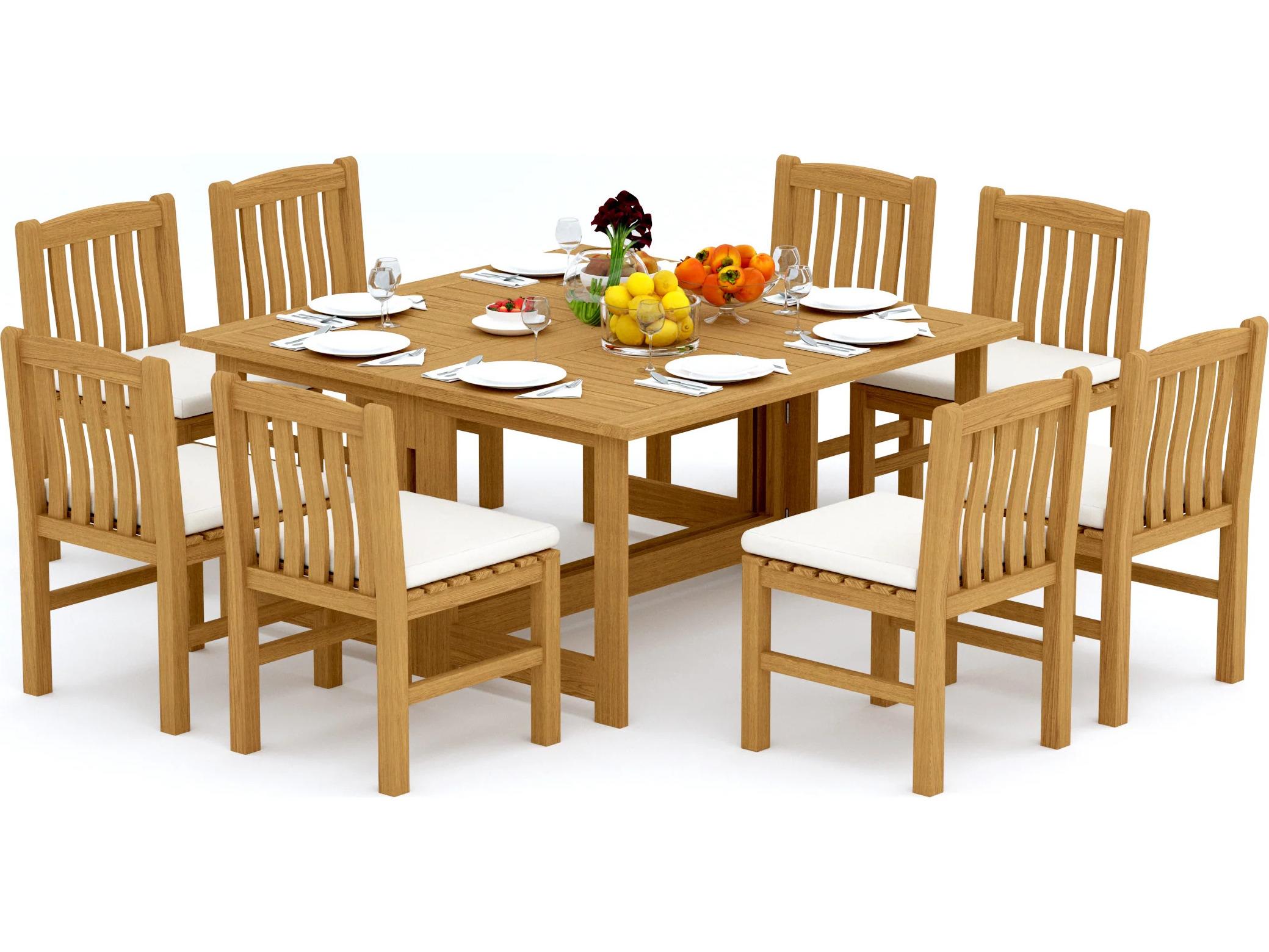 Teak Smith 9 Pieces 60" Square Butterfly Dining Set
