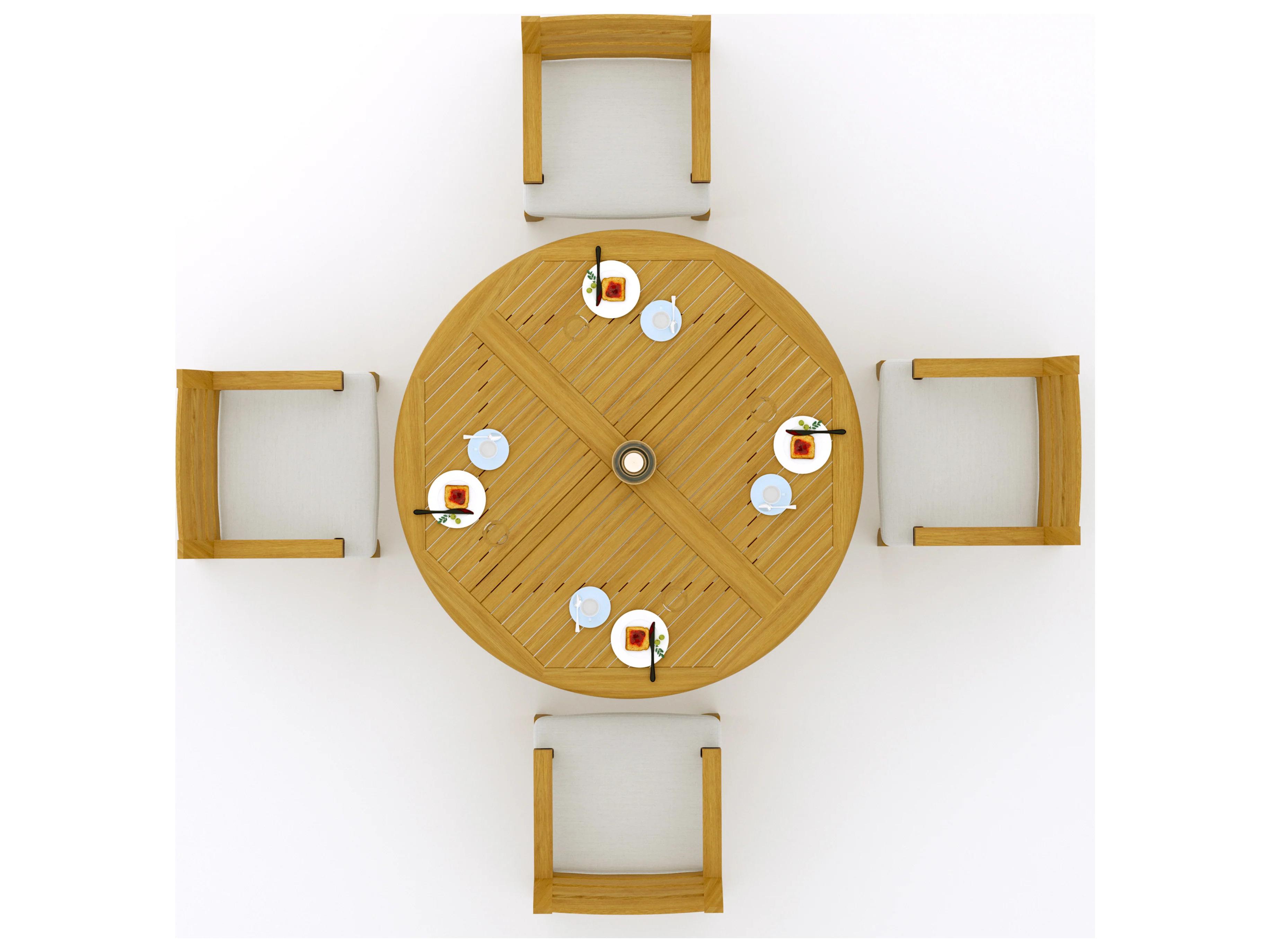 Teak Smith 5 Pieces 61" Round Dining Set