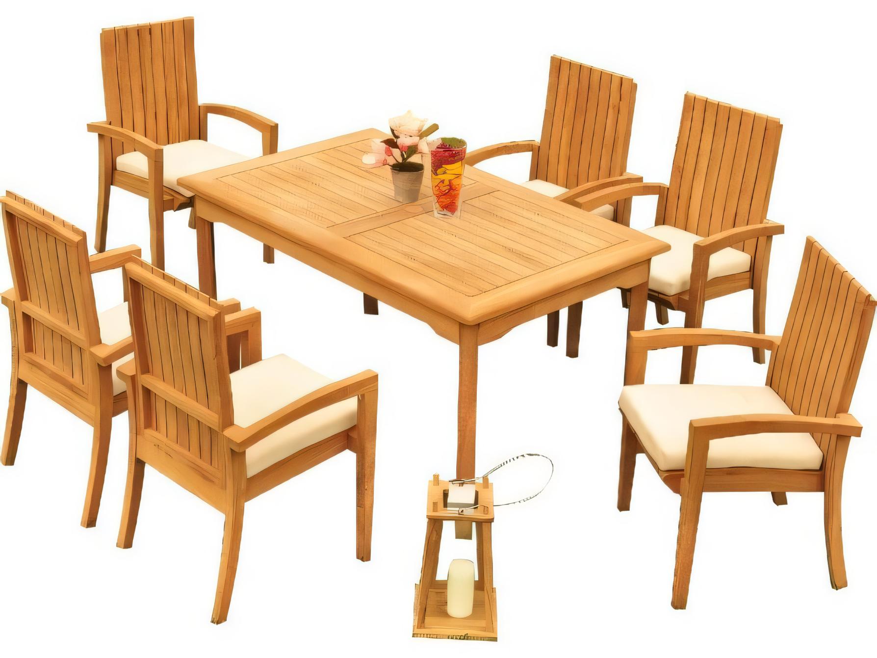 Teak Smith 71" Rectangular Dining Table with Umbrella Hole