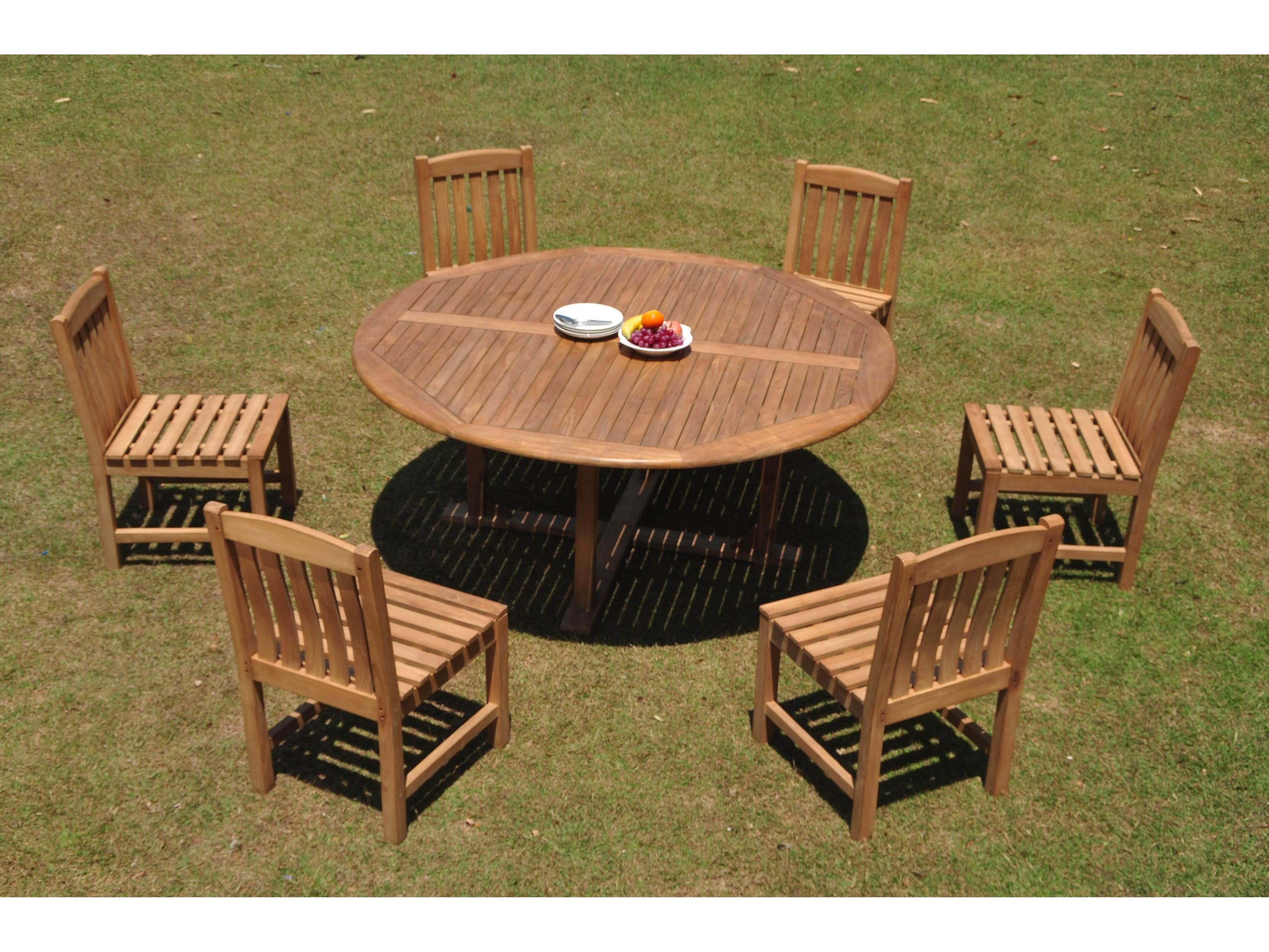 Teak Smith 7 Piece 72" Round Dining Set