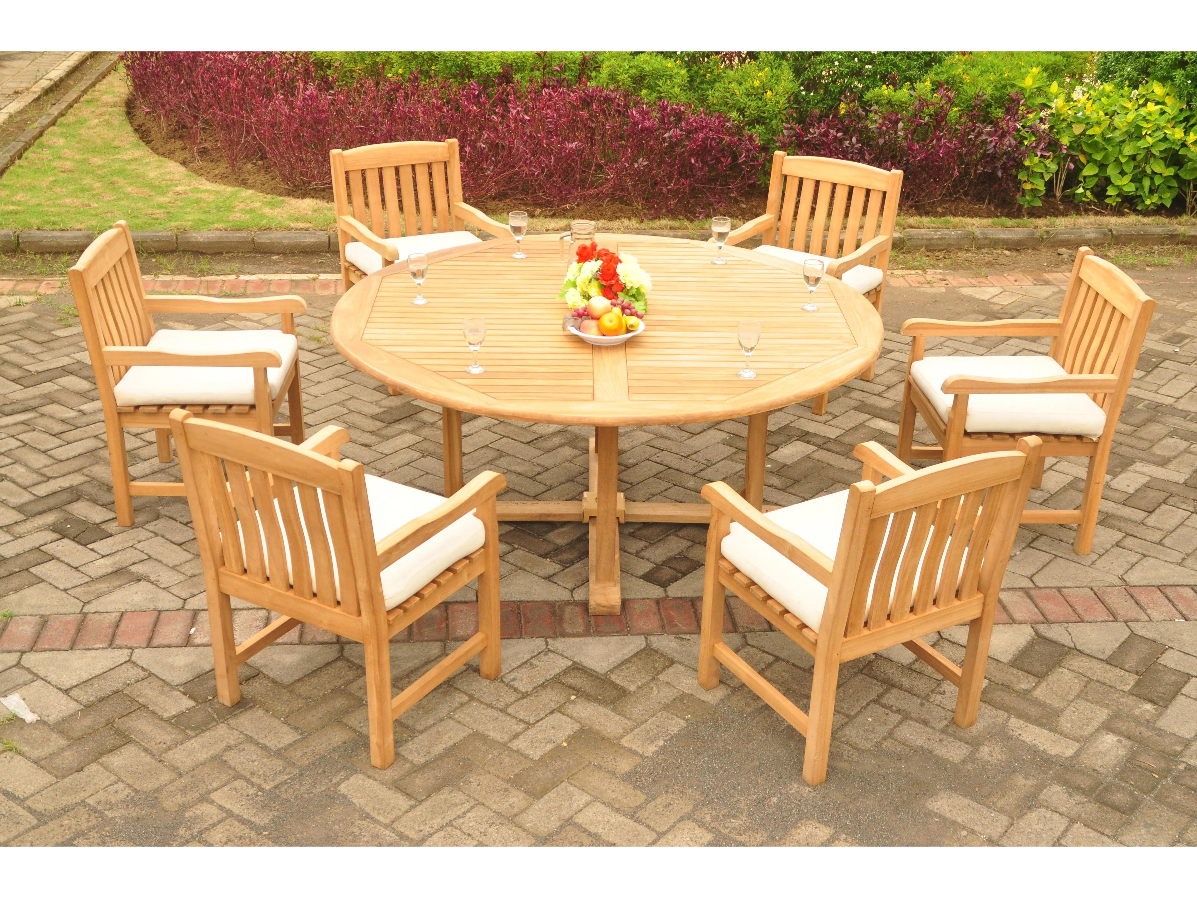 Teak Smith 7 Piece 72" Round Dining Set