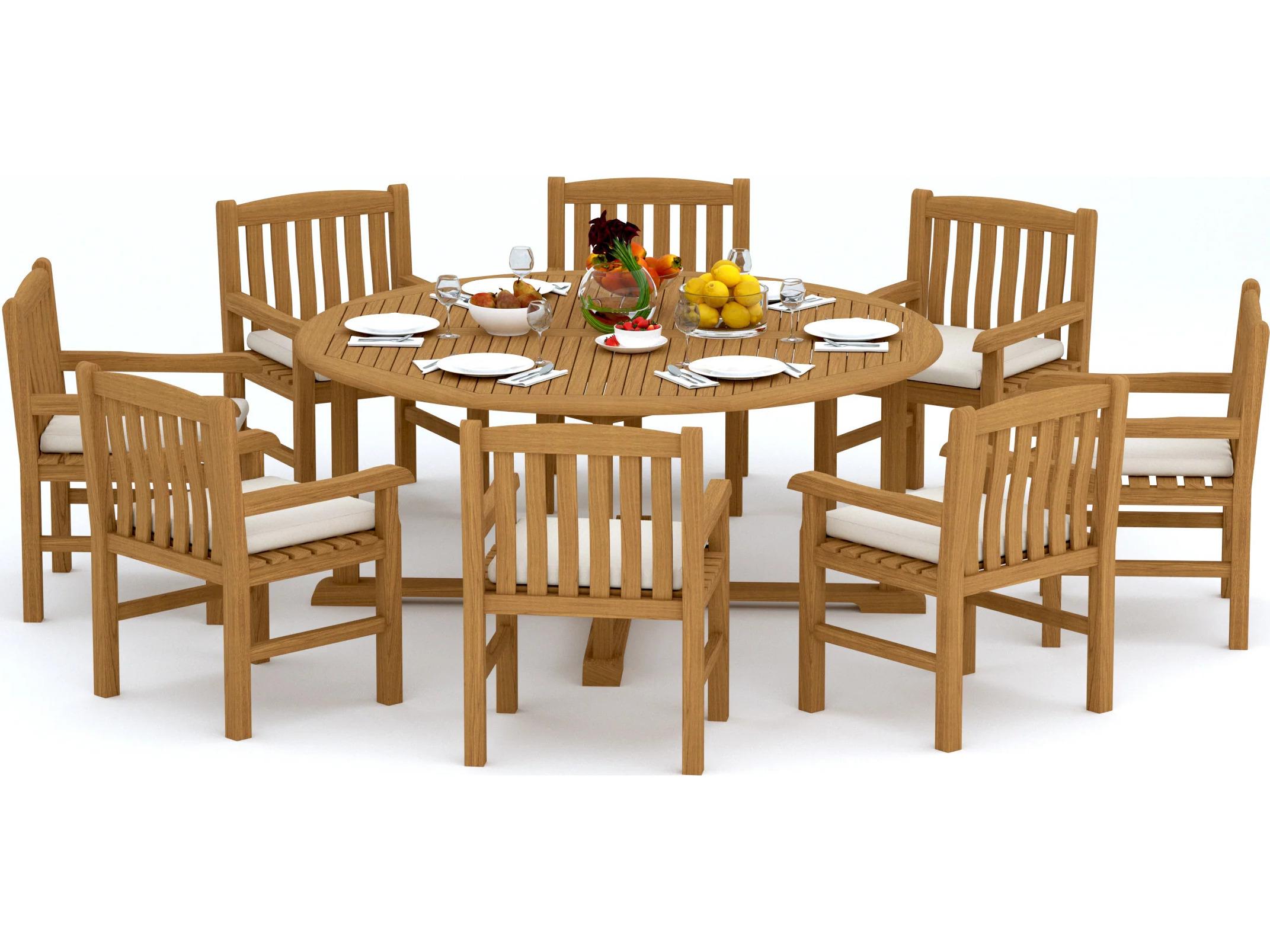 Teak Smith 9 Piece 72" Round Dining Set