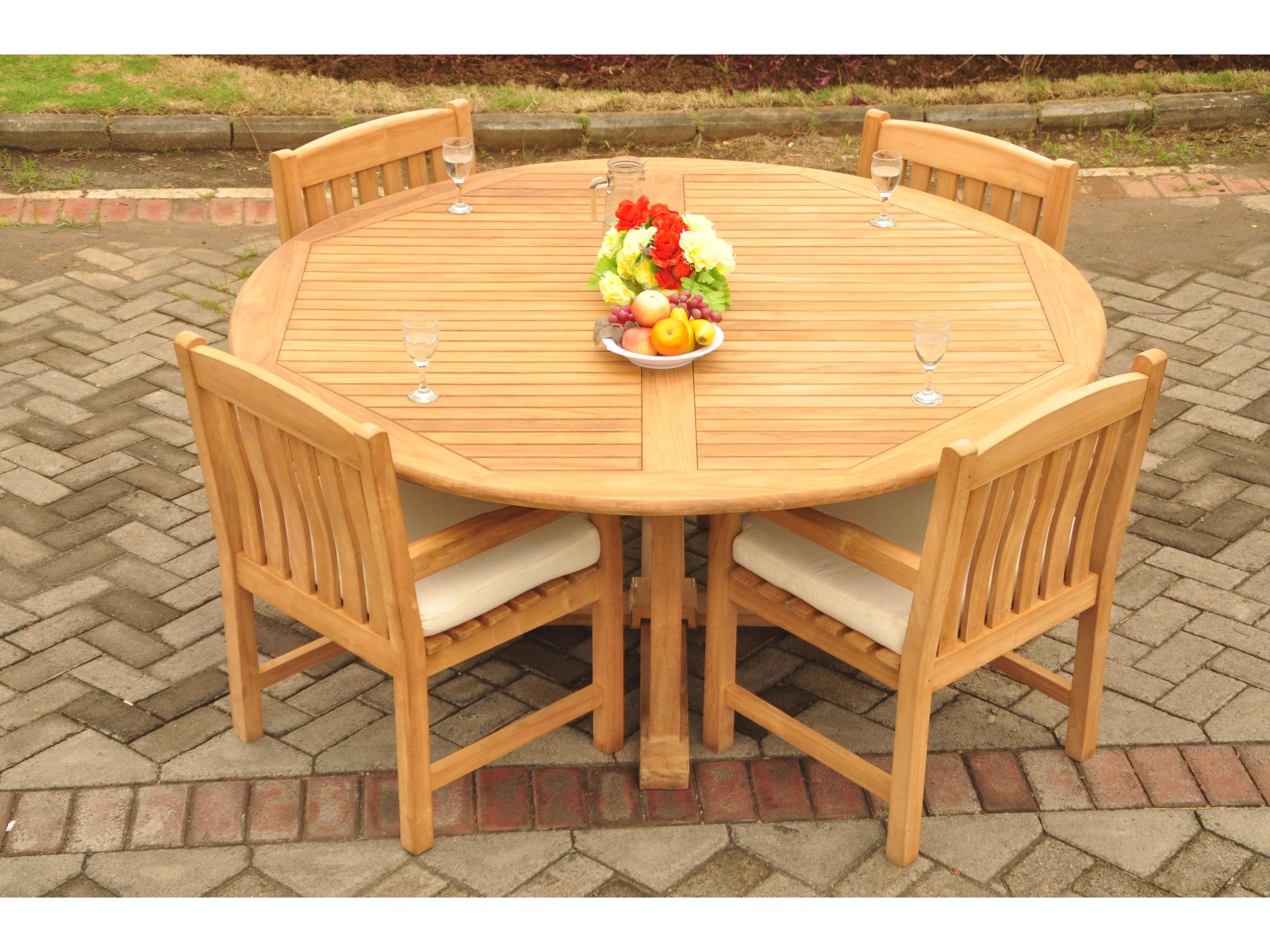 Teak Smith 5 Piece 72" Round Dining Set