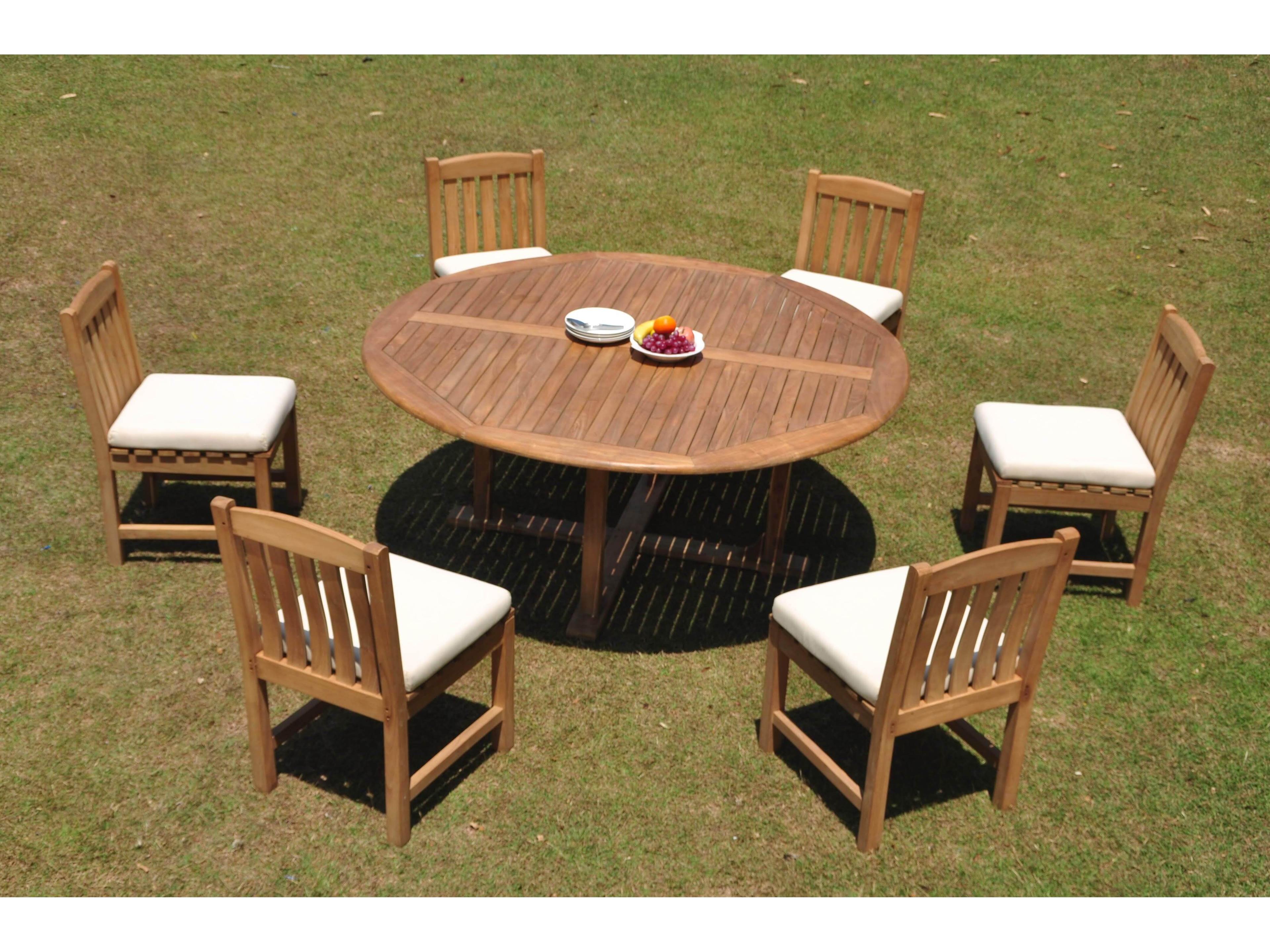 Teak Smith 7 Piece 72" Round Dining Set