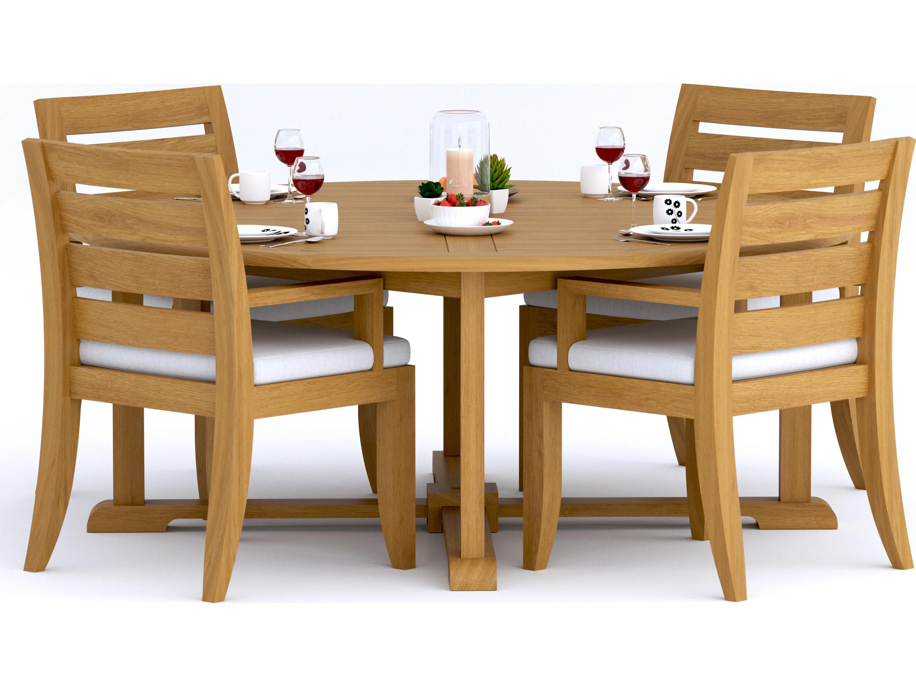 Teak Smith 5 Piece 72" Round Dining Set
