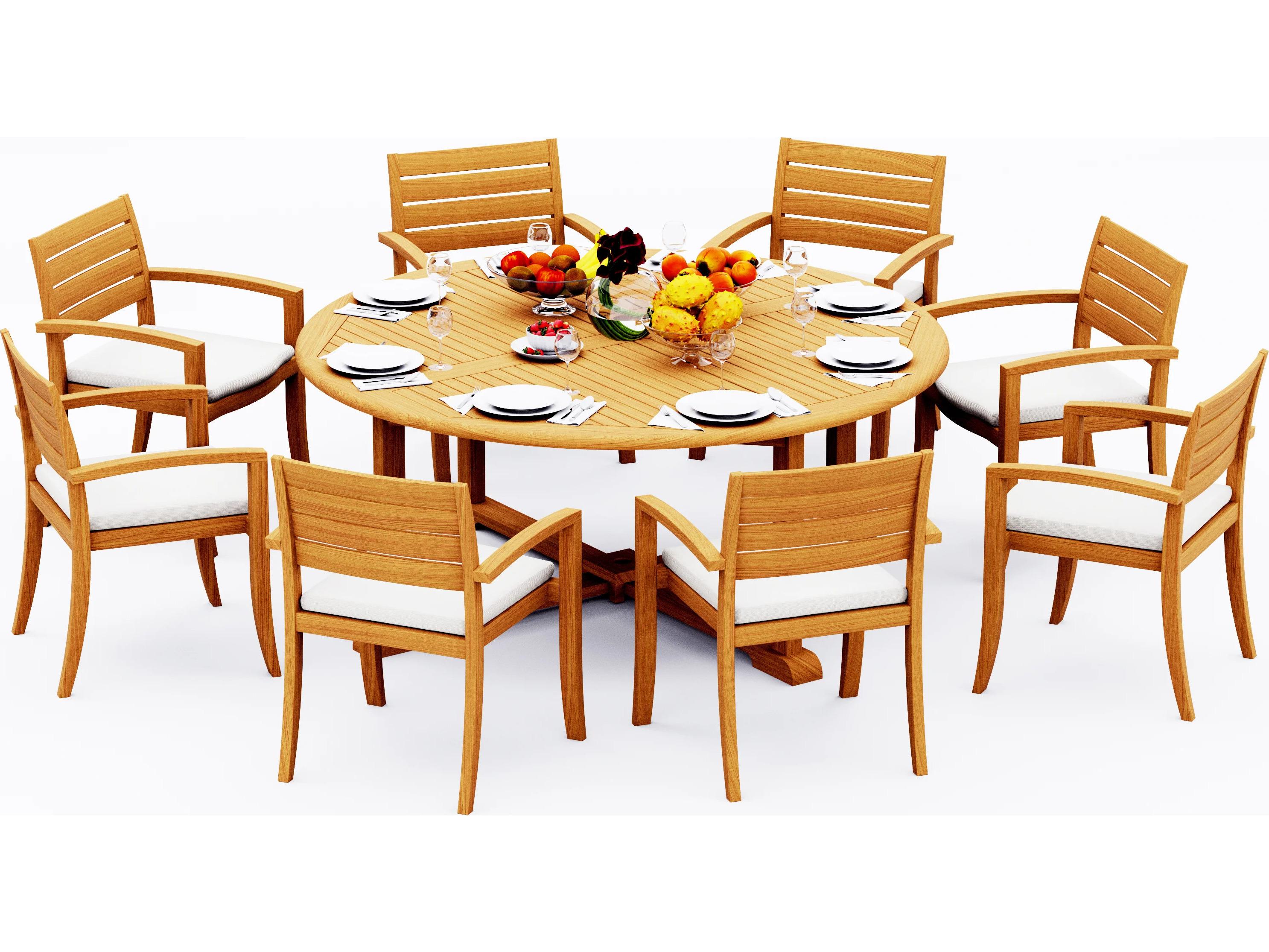 Teak Smith 9 Pieces 72" Round Dining Set