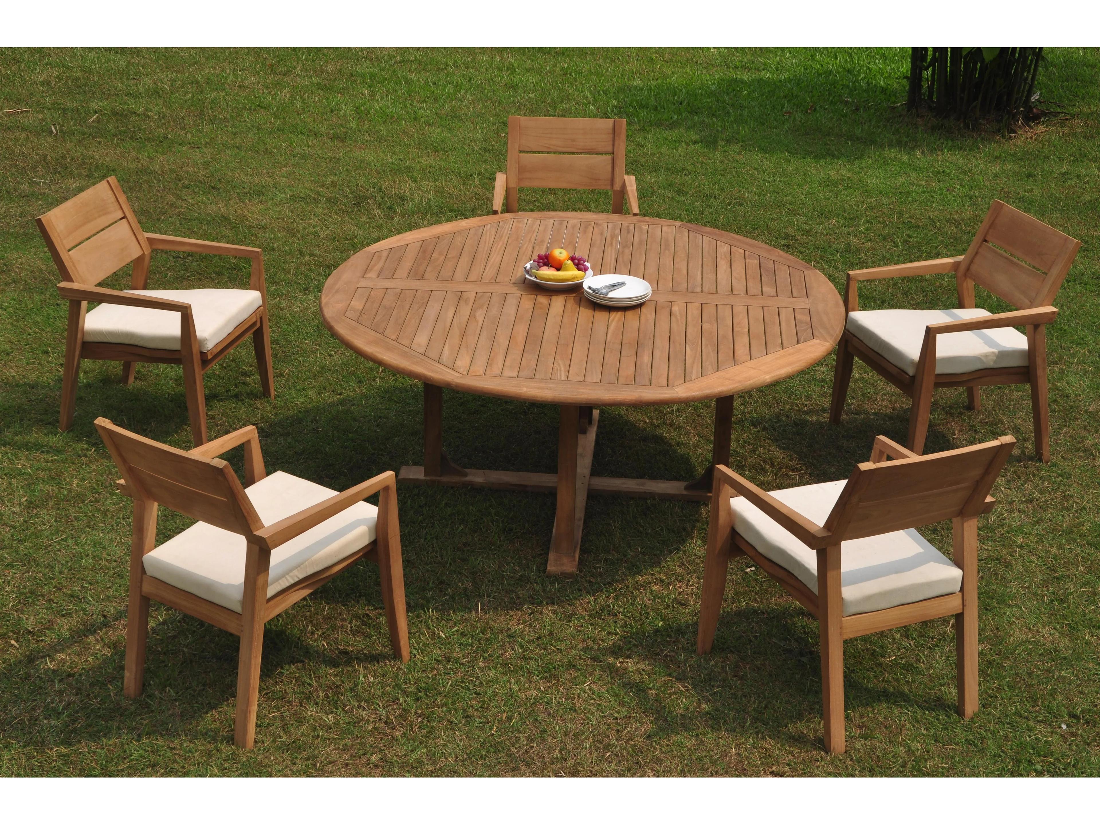 Teak Smith 6 Pieces 72" Round Dining Set