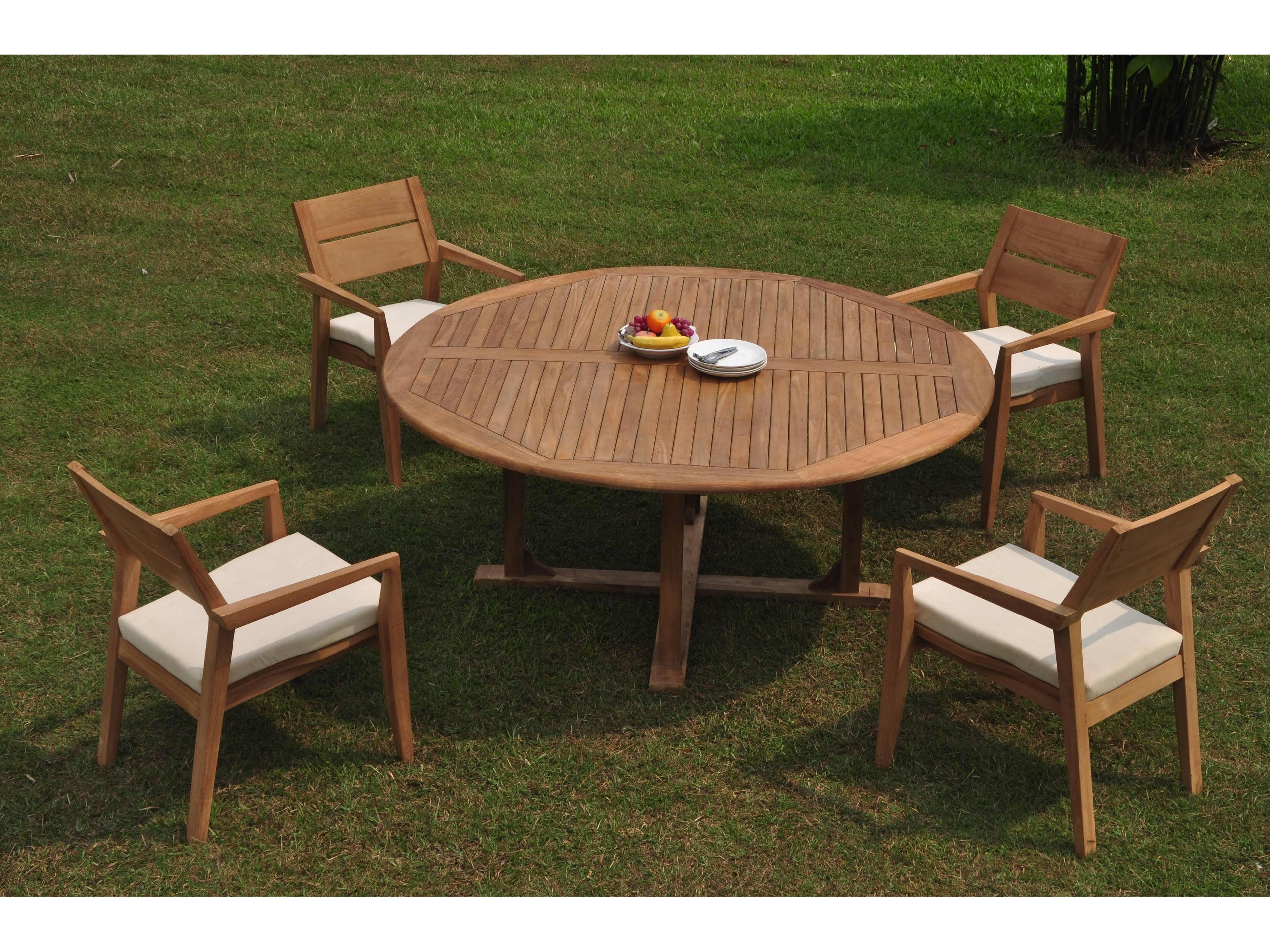 Teak Smith 5 Pieces 72" Round Dining Set