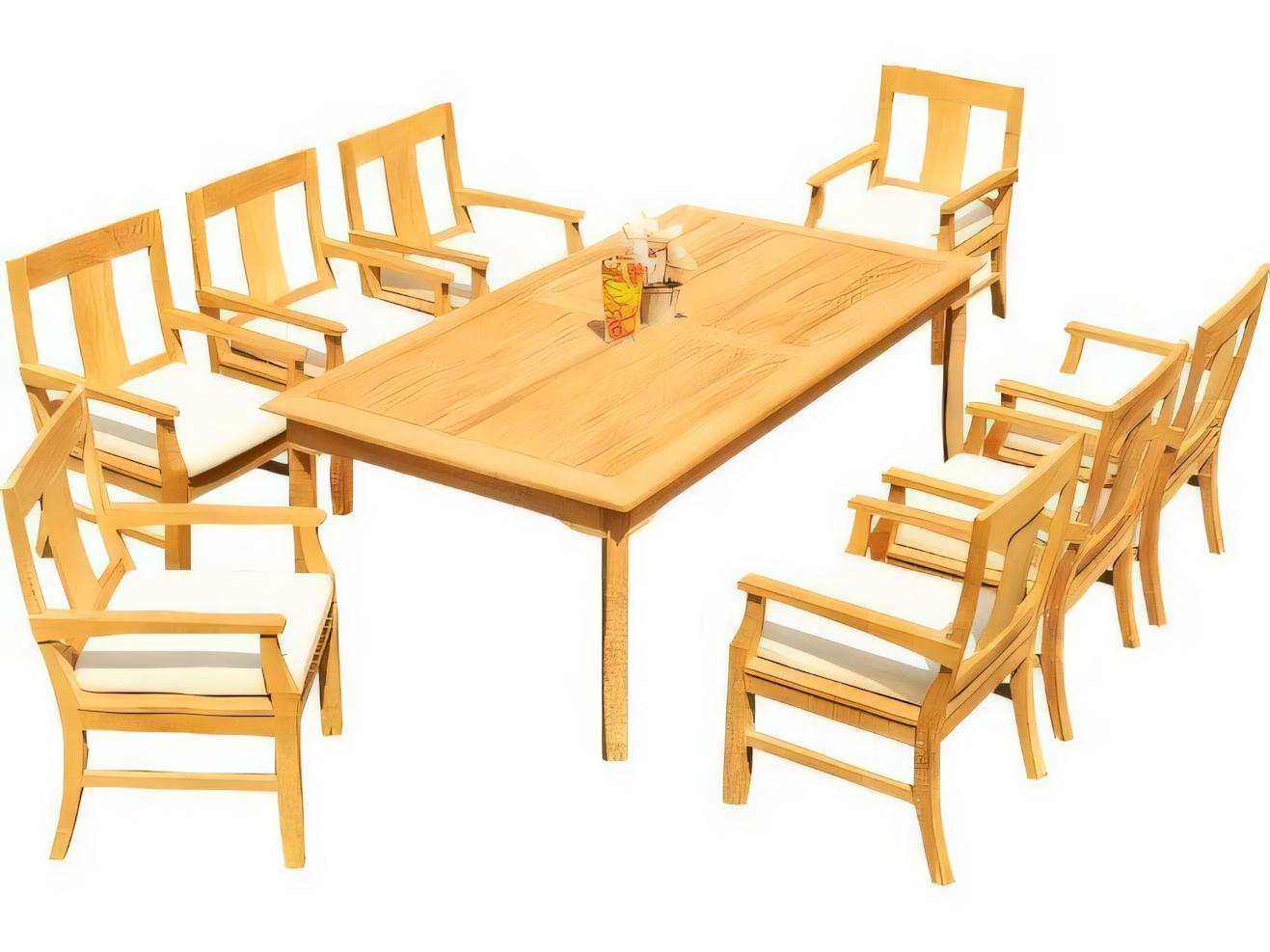 Teak Smith 83" Rectangular Dining Table with Umbrella Hole