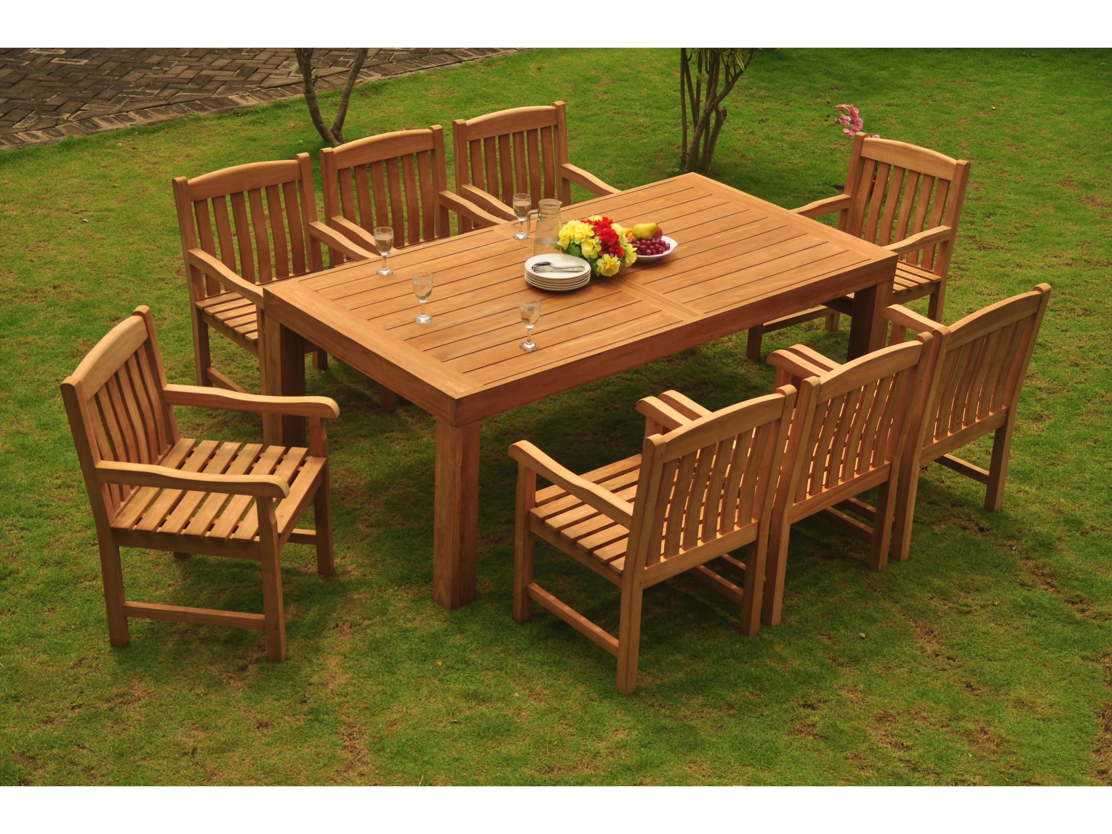 Teak Smith 9 Pieces Canberra 86" Rectangular Dining Set 