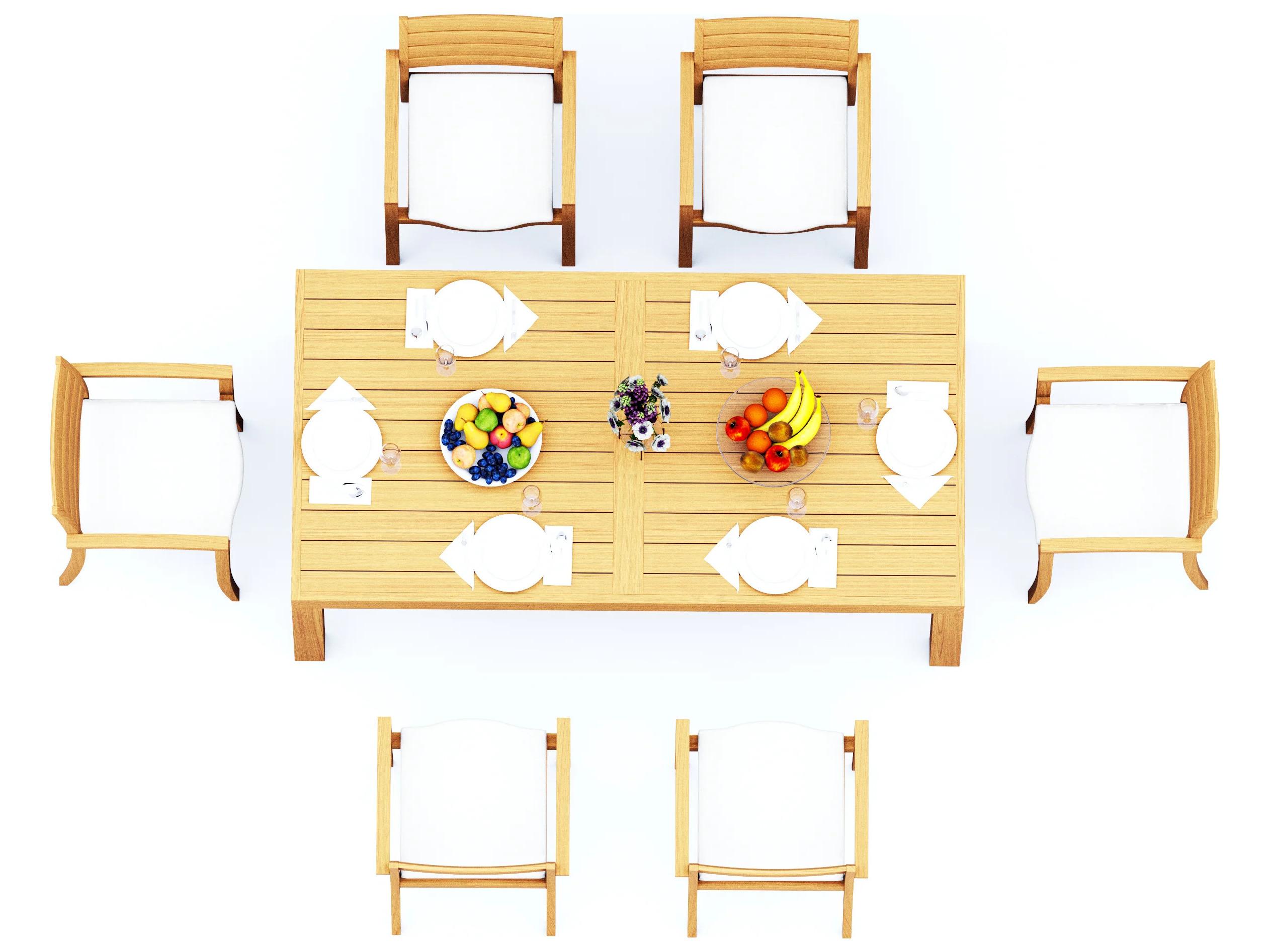 Teak Smith 7 Pieces Canberra 86" Rectangular Dining Set