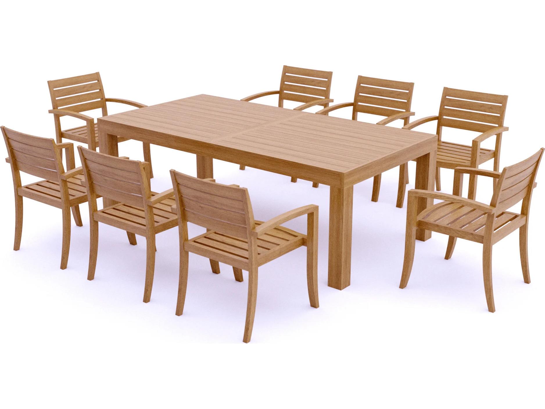 Teak Smith 9 Pieces Canberra 86" Rectangular Dining Set
