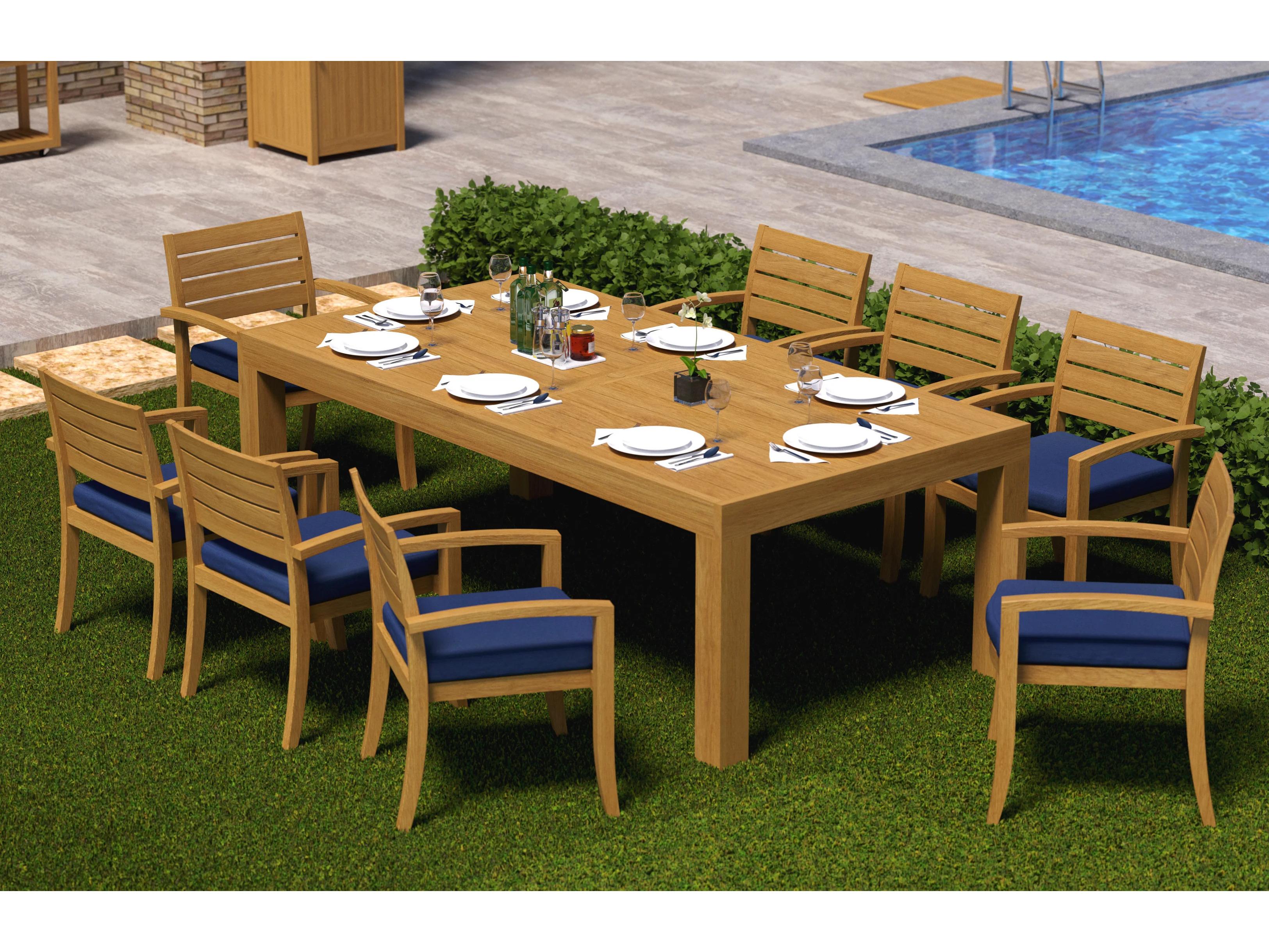 Teak Smith 9 Pieces Canberra 86" Rectangular Dining Set