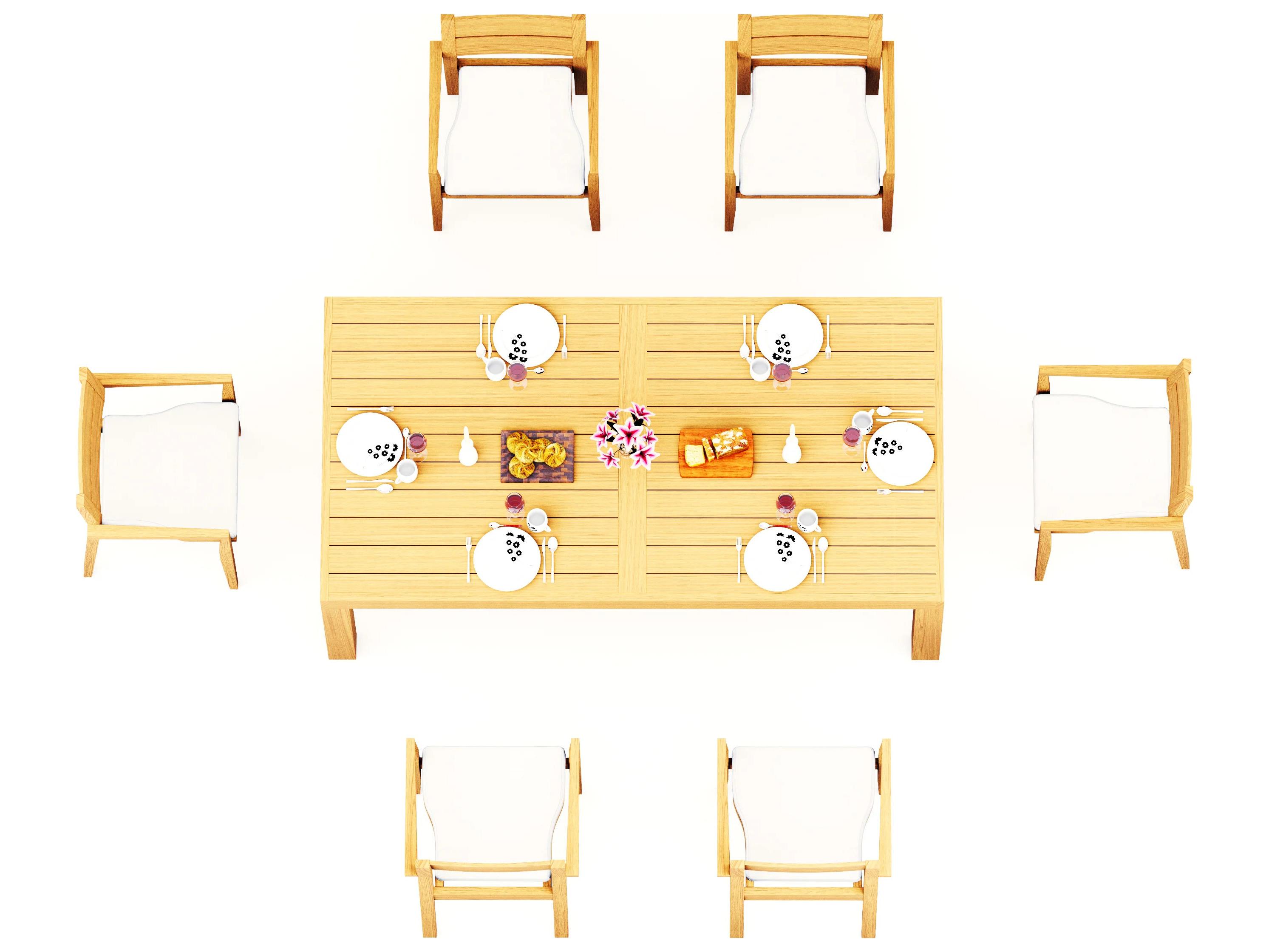 Teak Smith 7 Pieces Canberra 86" Rectangular Dining Set