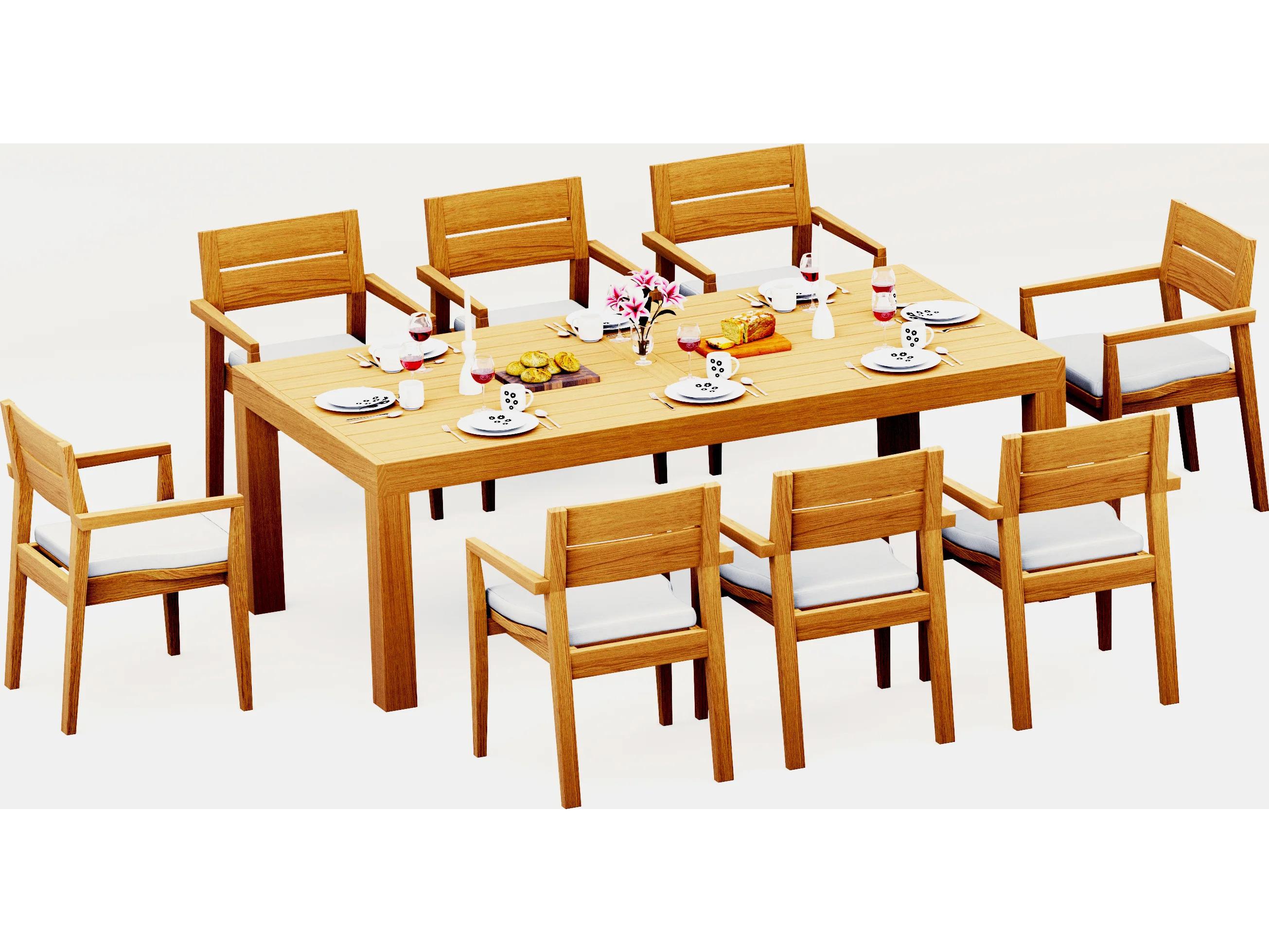 Teak Smith 9 Pieces Canberra 86" Rectangular Dining Set