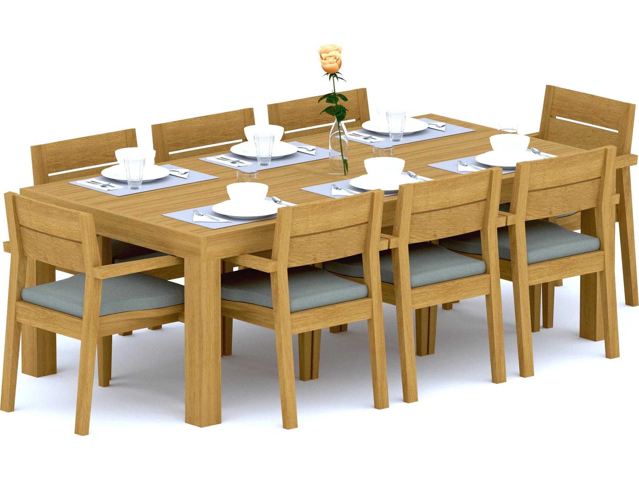 Teak Smith 9 Pieces Canberra 86" Rectangular Dining Set