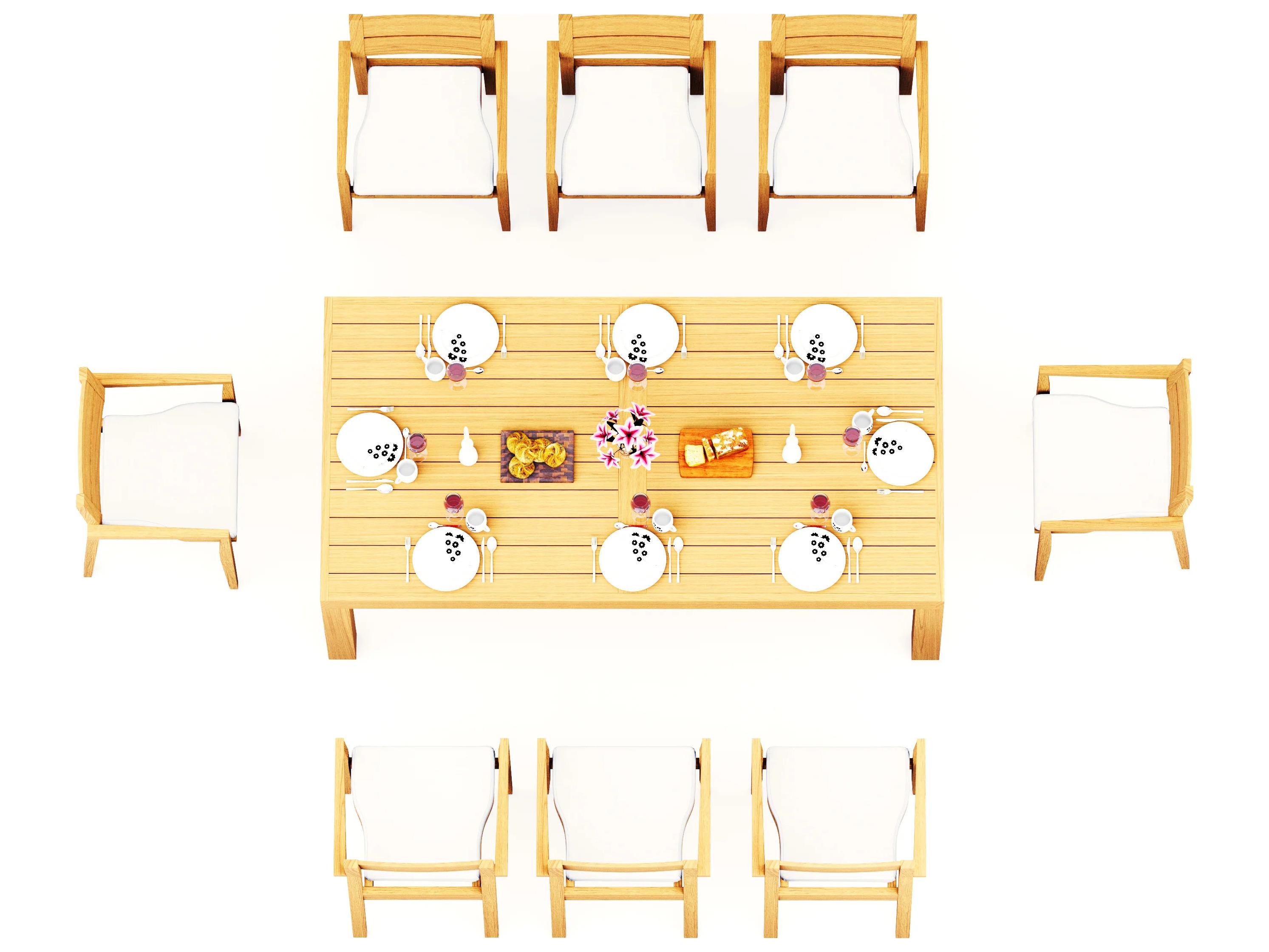 Teak Smith 9 Pieces Canberra 86" Rectangular Dining Set