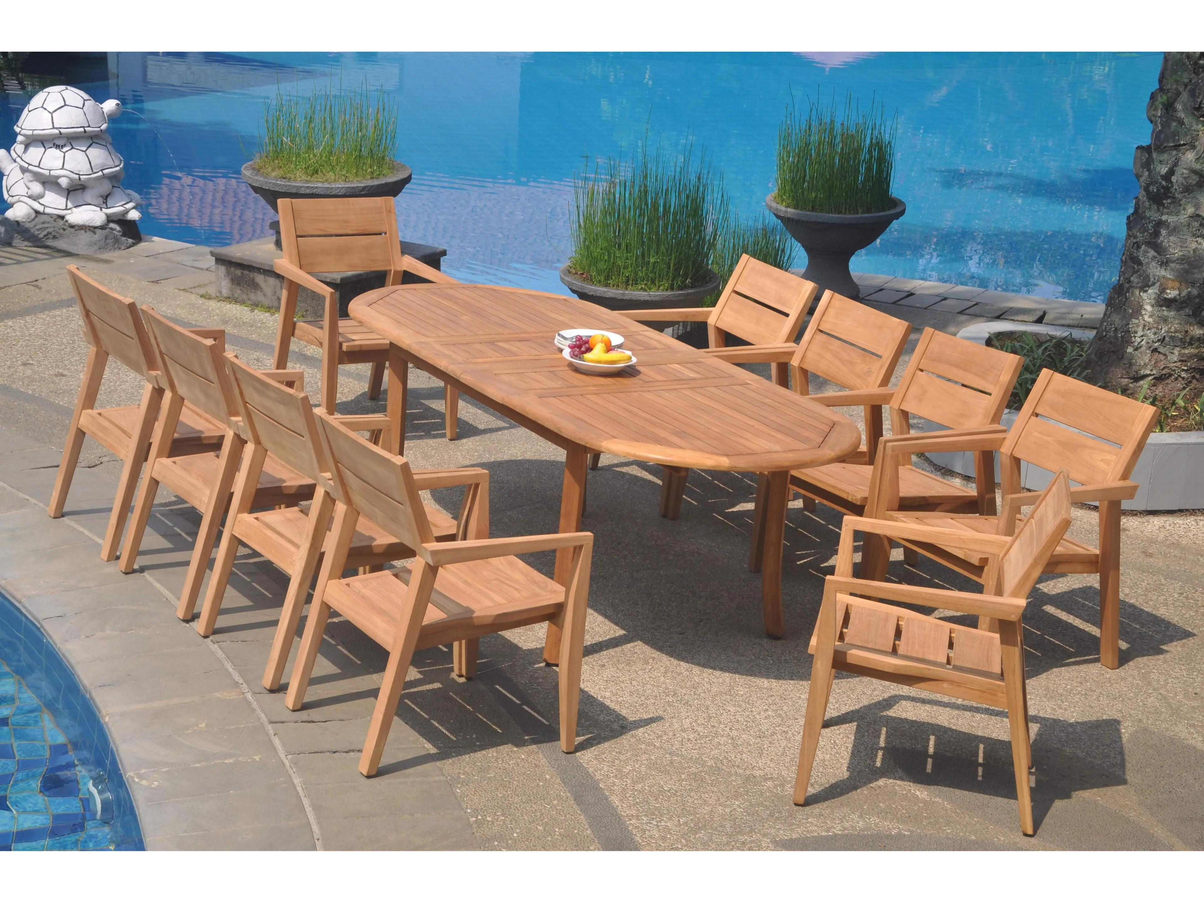 Teak Smith 11 Pieces 94" Large Double Oval Dining Set