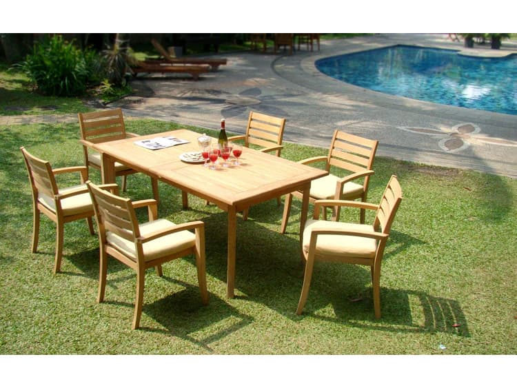 Teak Smith 7 Pieces 94" Large Double Rectangular Dining Set