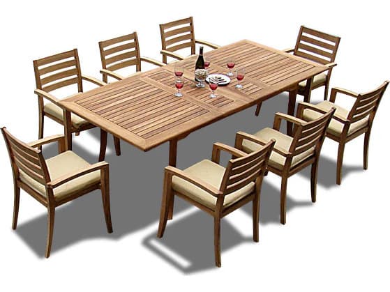 Teak Smith 9 Pieces 94" Large Double Rectangular Dining Set