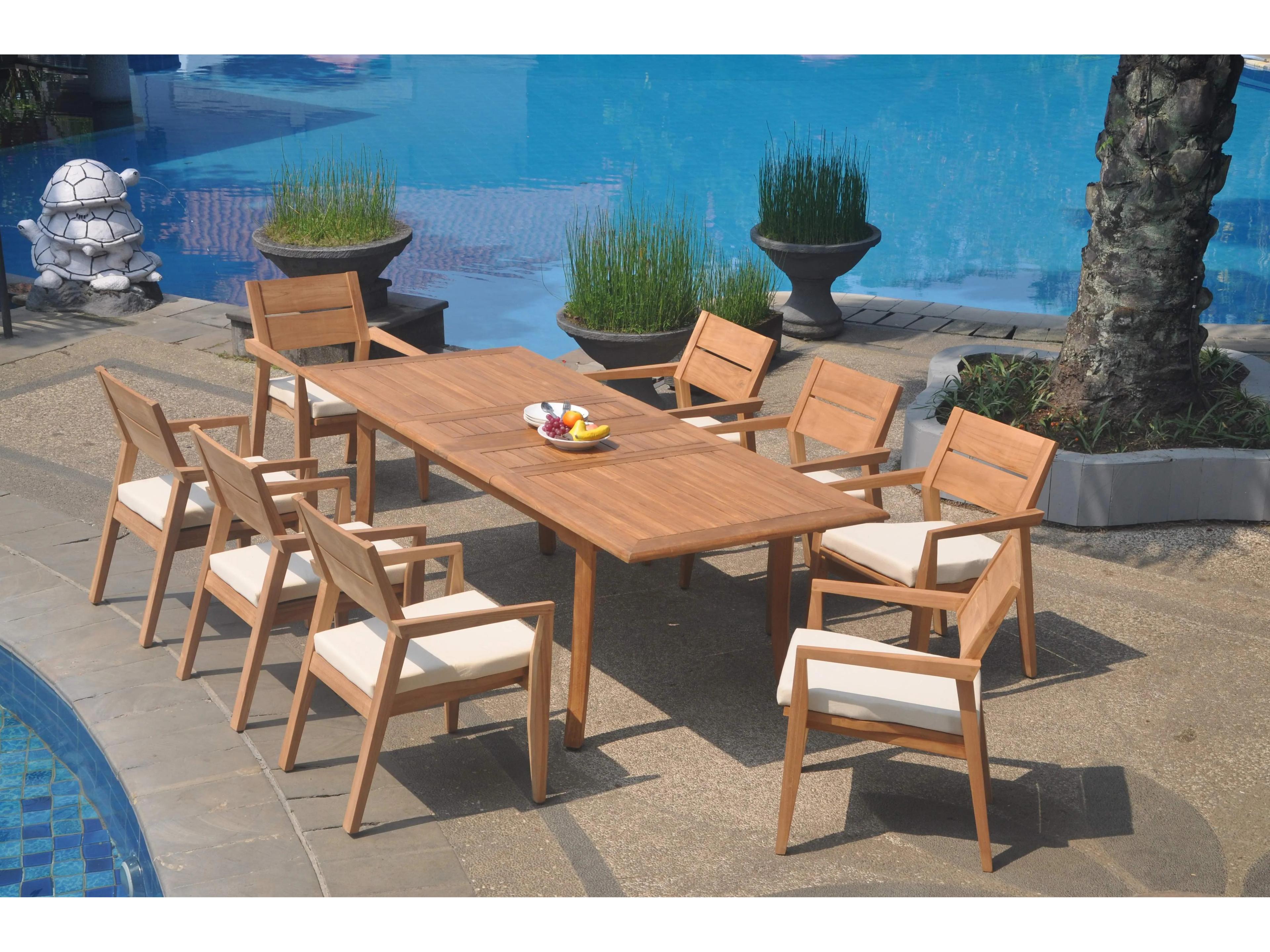 Teak Smith 9 Pieces 94" Large Double Rectangular Dining Set