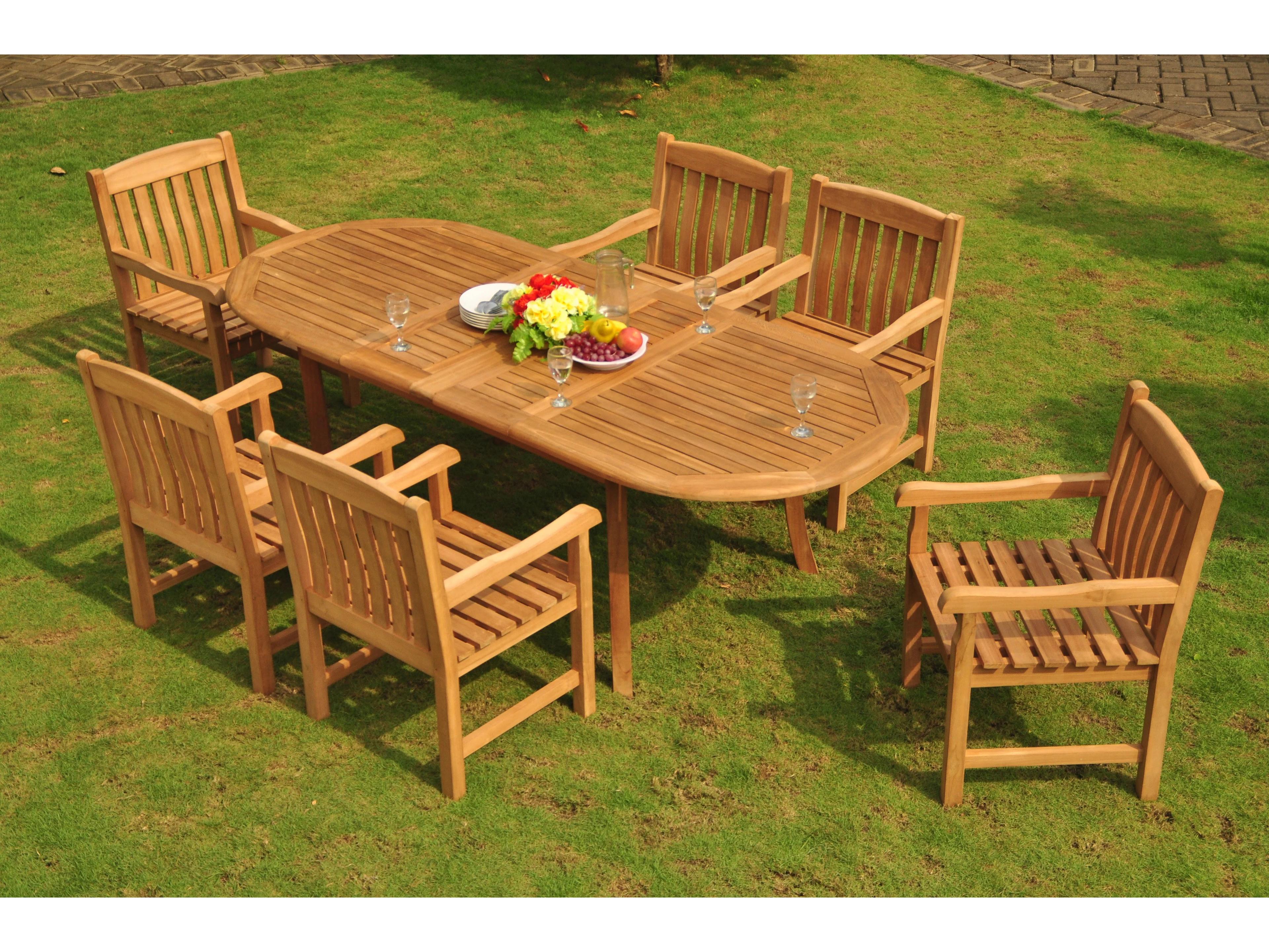 Teak Smith 7 Pieces 94" Oval Dining Set 