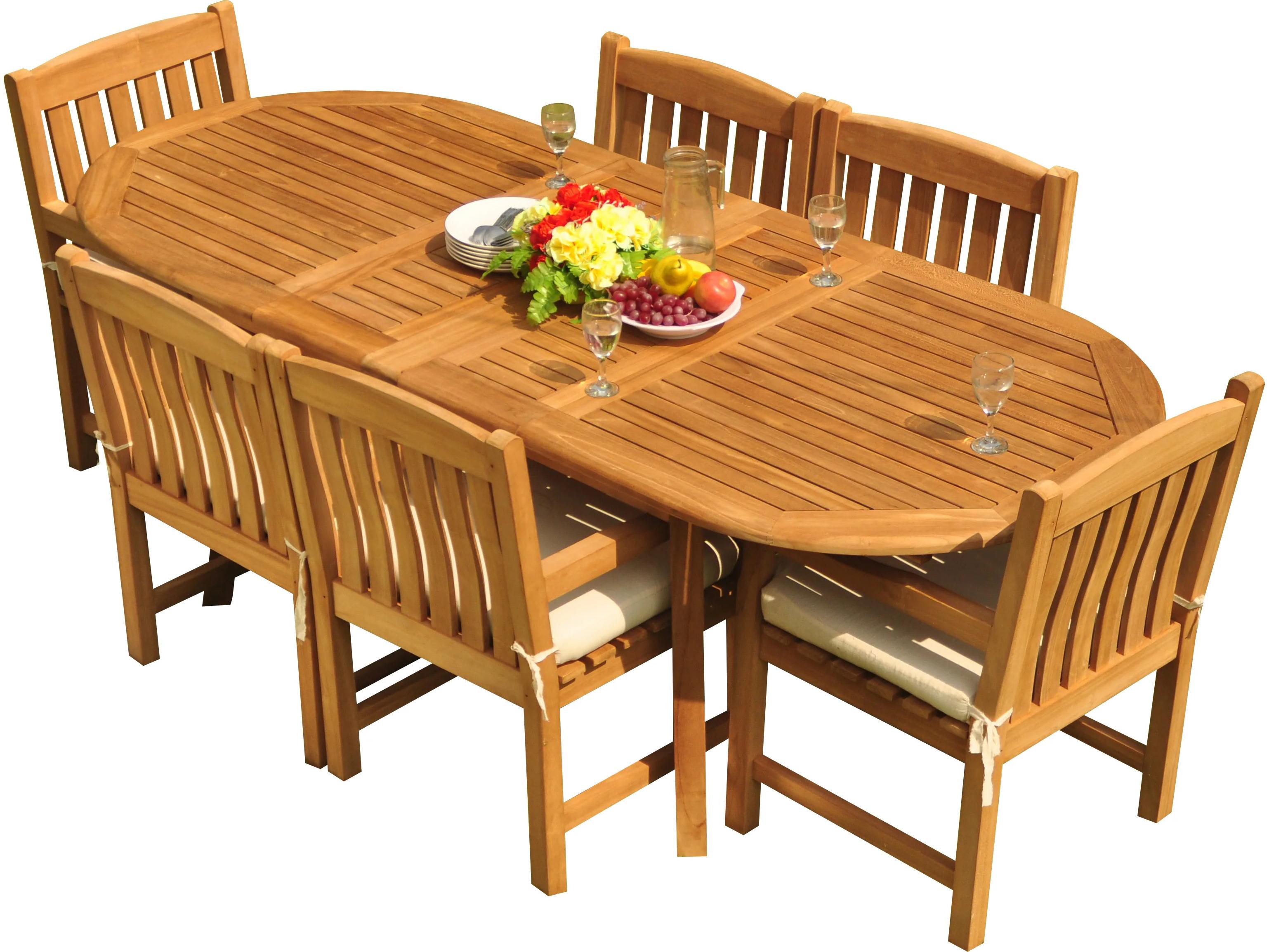 Teak Smith 7 Pieces 94" Oval Dining Set with Cushions