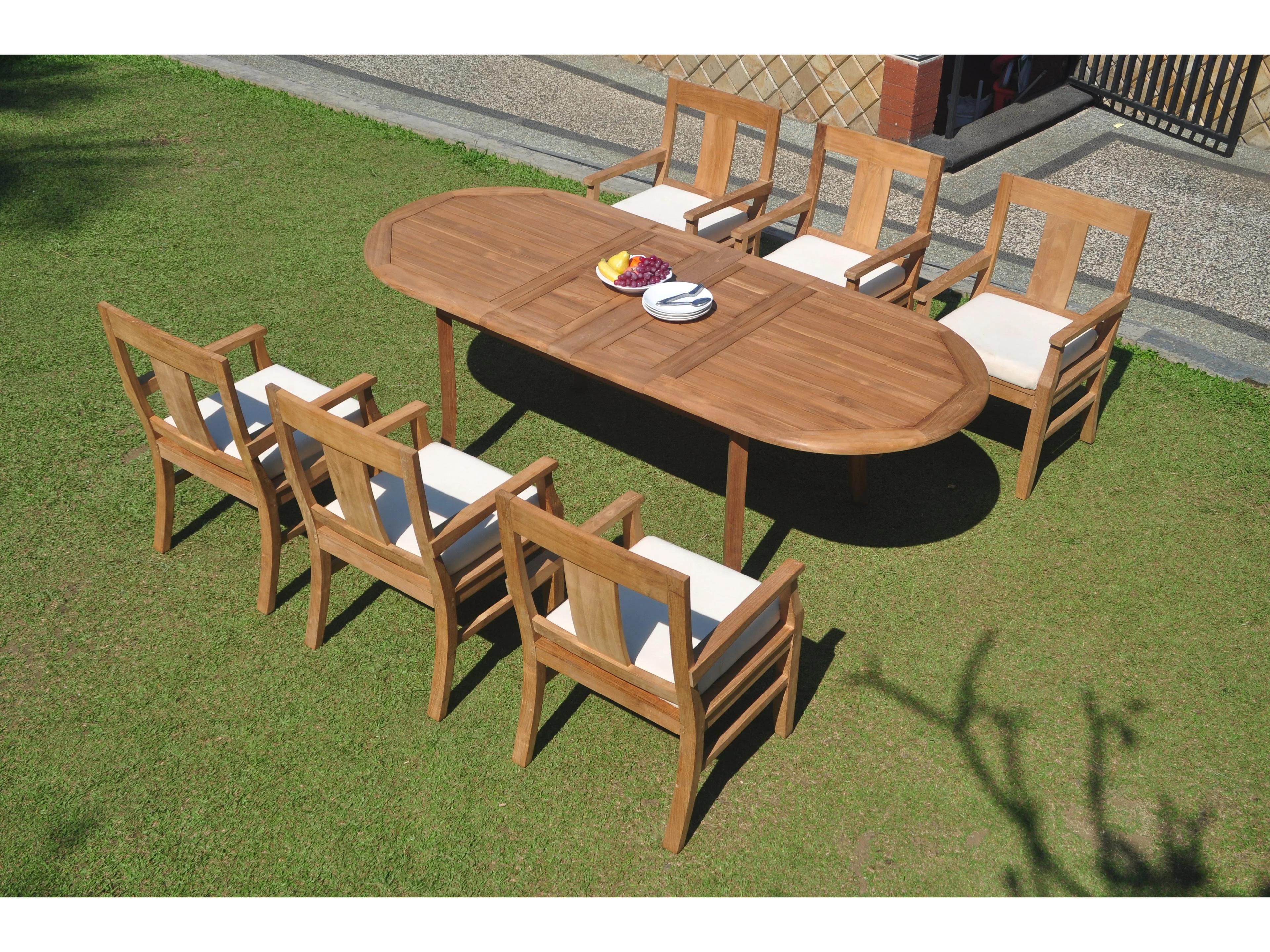 Teak Smith 7 Pieces 94" Oval Dining Set with Cushions