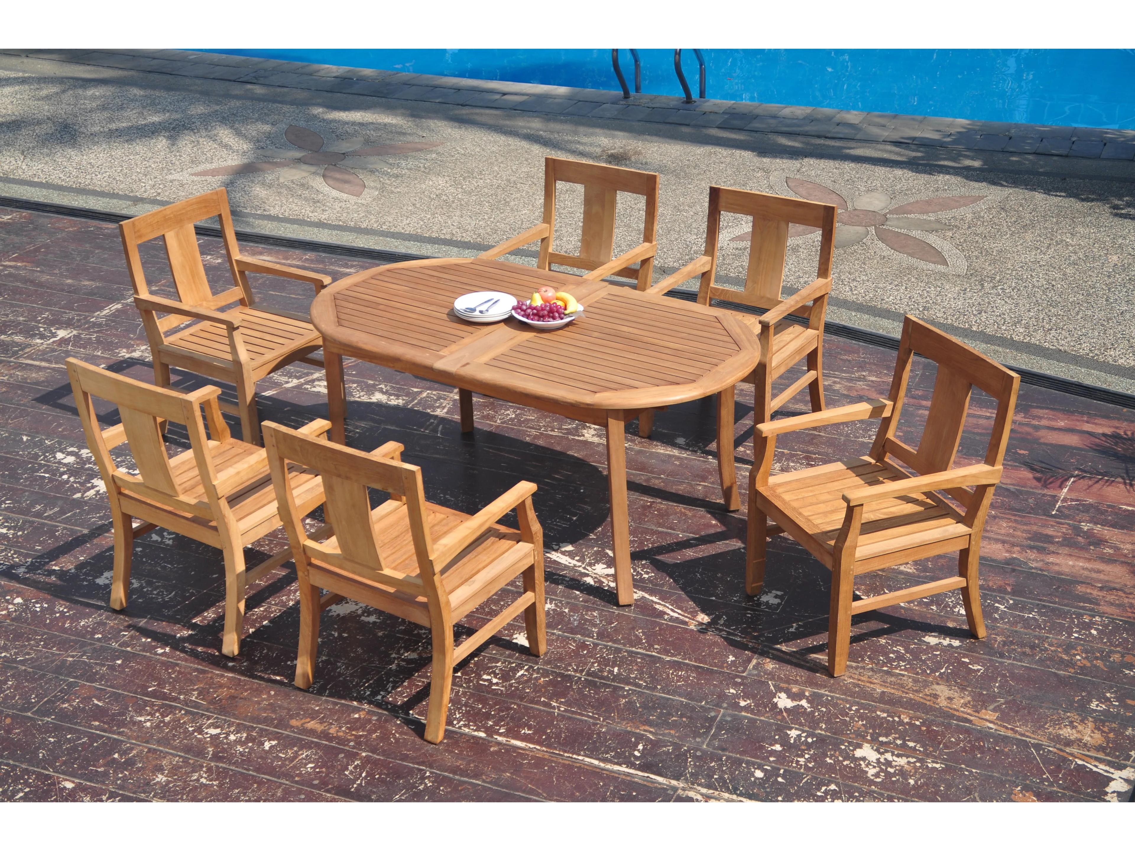 Teak Smith 7 Pieces 94" Oval Dining Set 