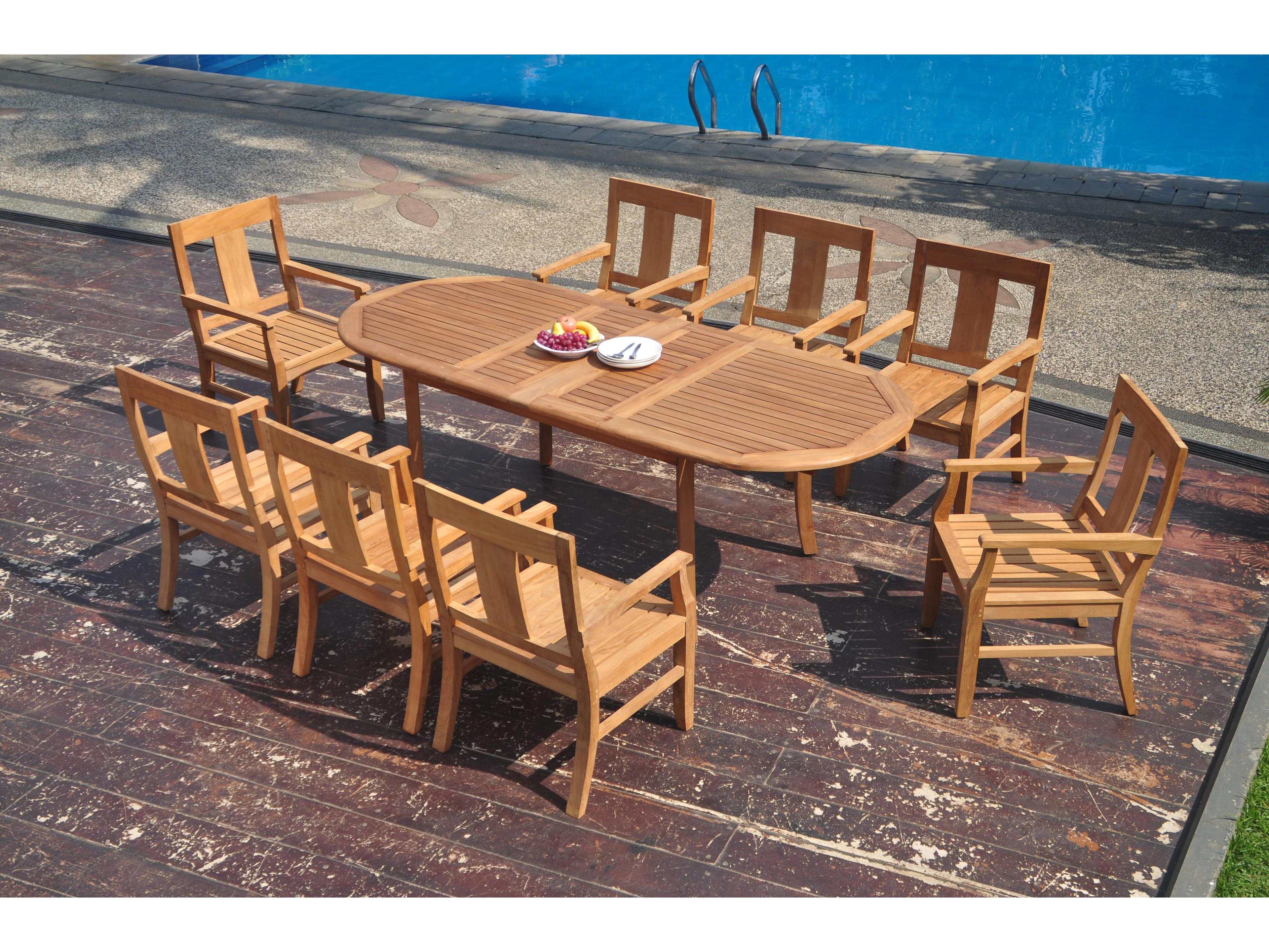 Teak Smith 9 Pieces 94" Oval Dining Set