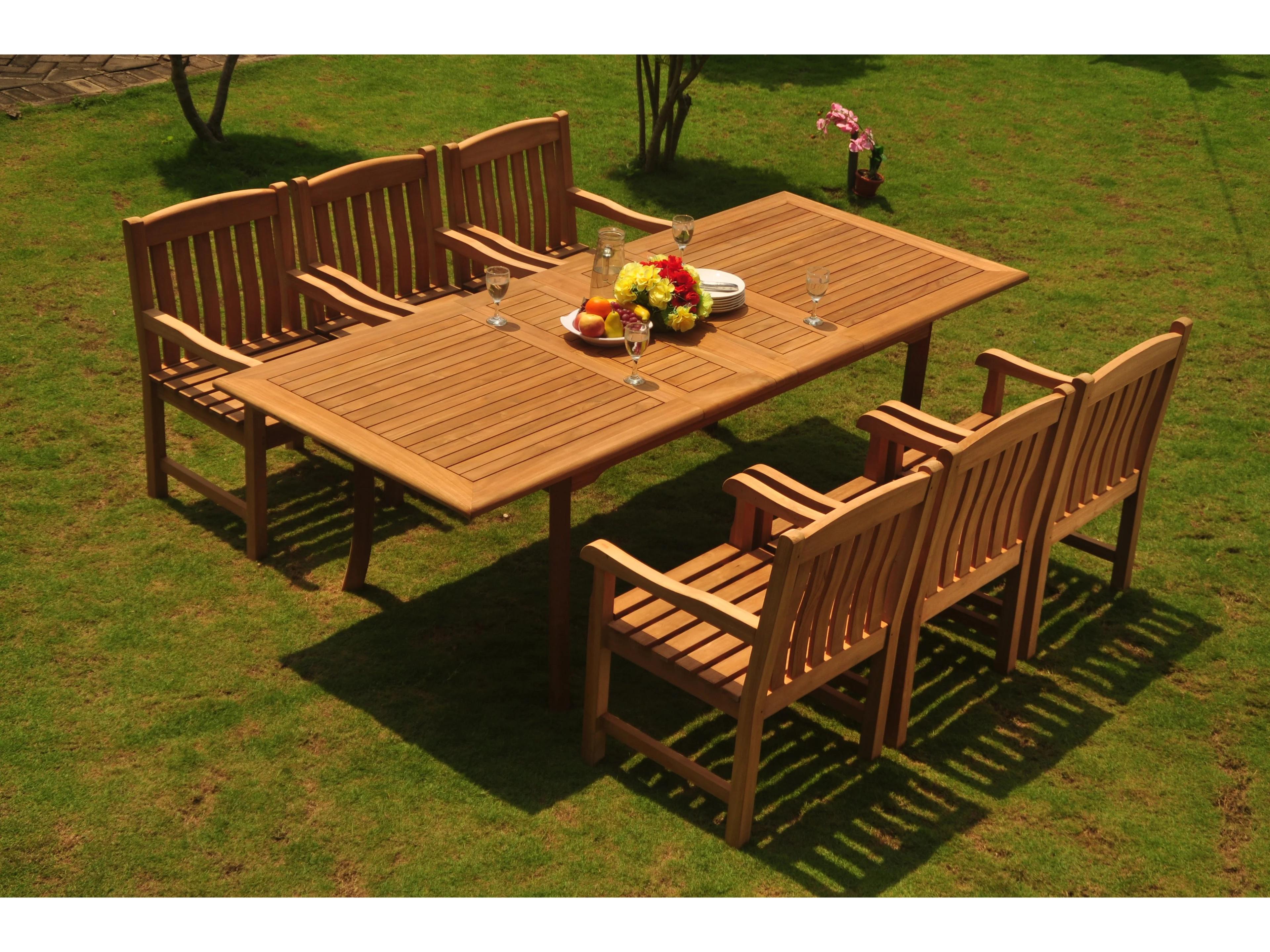 Teak Smith 7 Pieces Large Double 94" Rectangular Dining Set