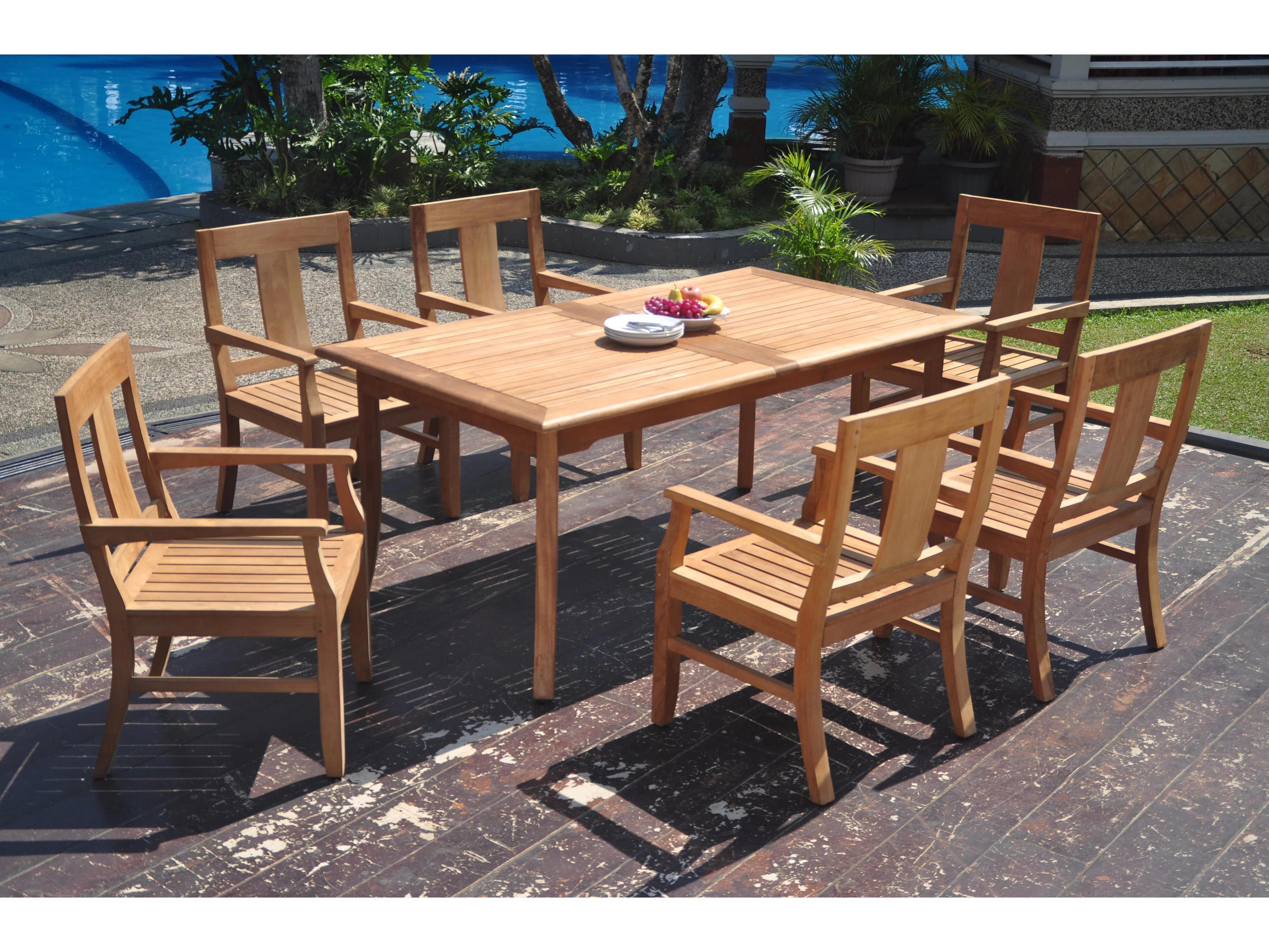 Teak Smith 7 Pieces Large Double 94" Rectangular Dining Set 
